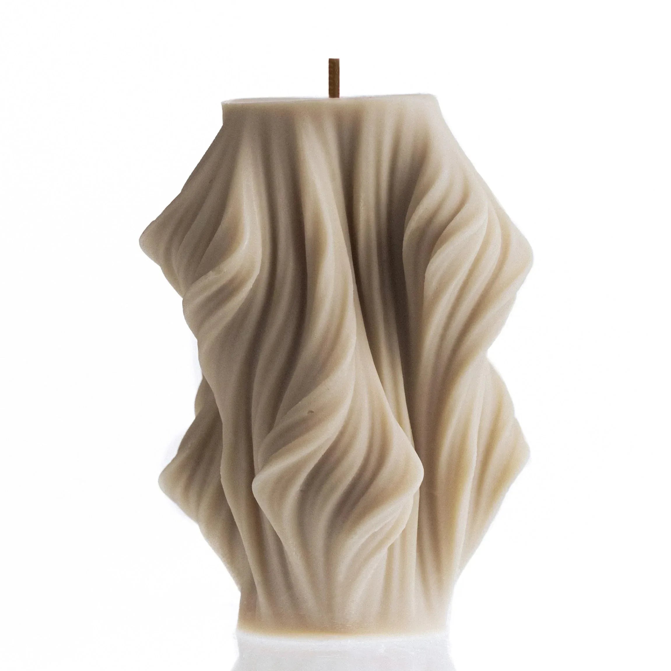 LAWA Cascading Wave Candle - Large Beautiful Handmade Pillar Scented Soy Wax Elegant Bubble Aesthetic Candle Housewarming Gift Home Room Shelf Decor Idea Olive Beige (Large) - Handmade Lifestyle Shop