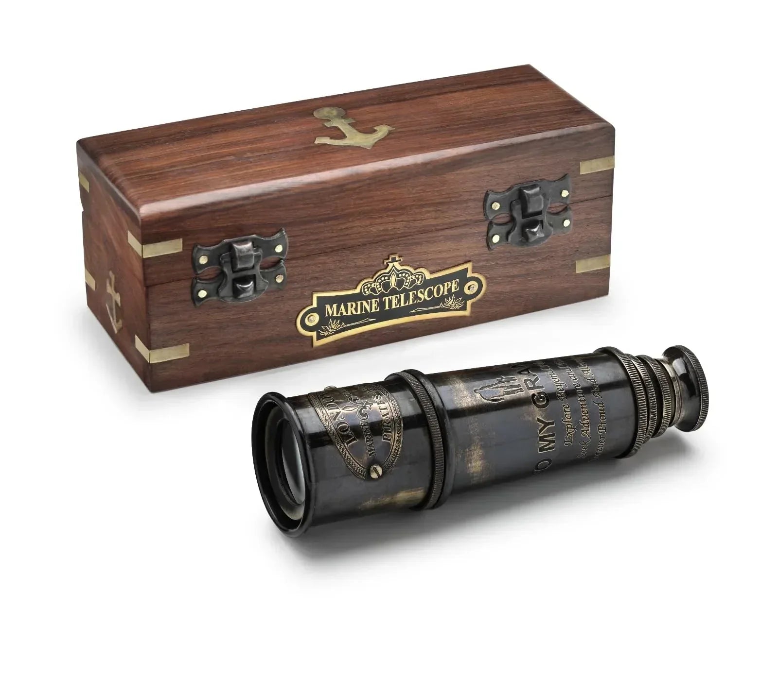 Handcrafted Brass Maritime Telescope with Wooden Box (Style 1) - Handmade Lifestyle Shop