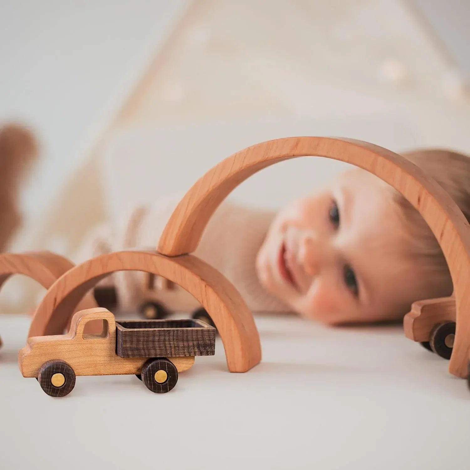 BUSY PUZZLE Wooden Toy Car and Truck Set Montessori Toys for Toddlers Handmade from Natural Wood Gift for Boys and Girls - Handmade Lifestyle Shop