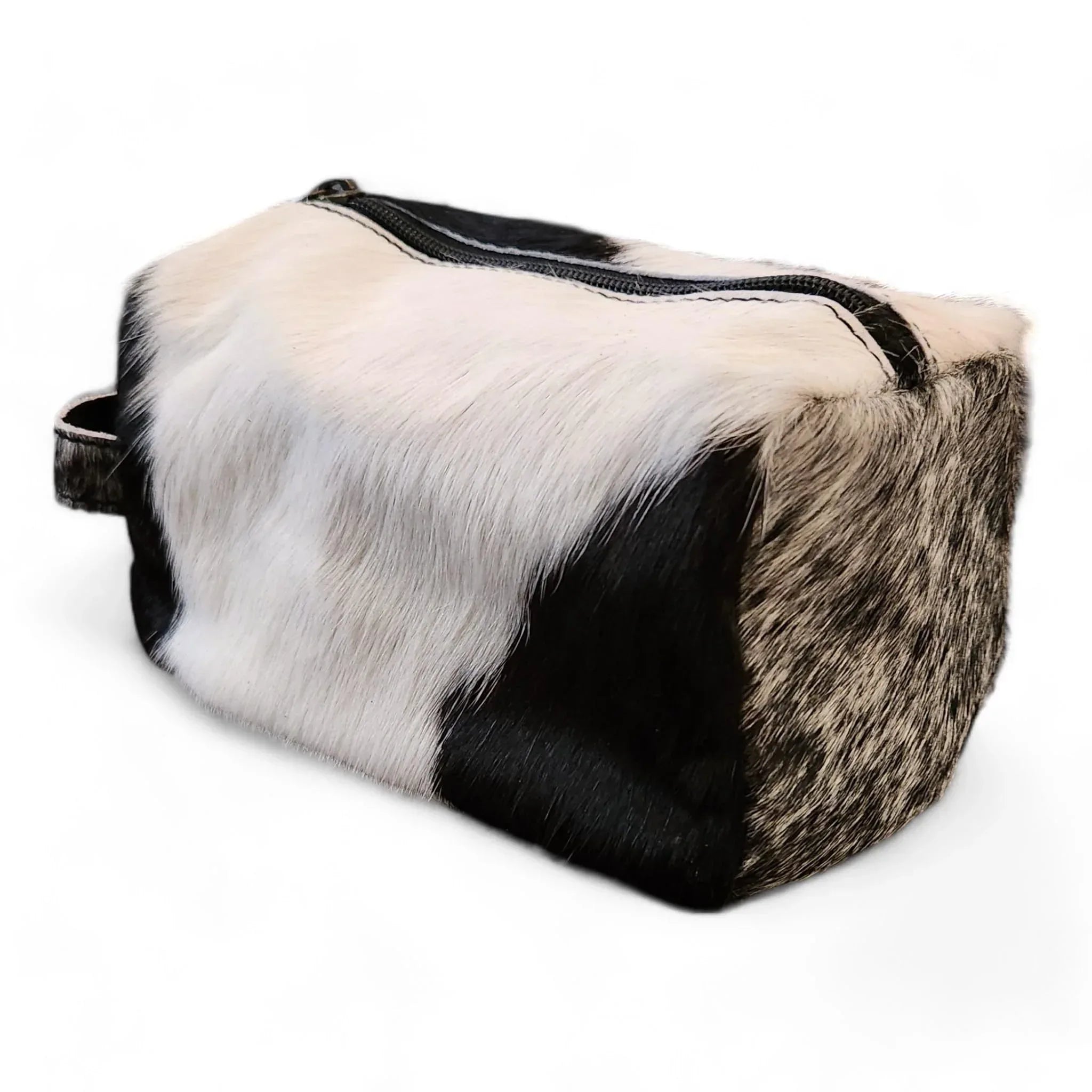 Ranch Junkie Mercantile Genuine Cowhide Handcrafted Cosmetic Pouch Highlands Cowhide Makeup Bag (Caramel Cowhide Mix) - Handmade Lifestyle Shop