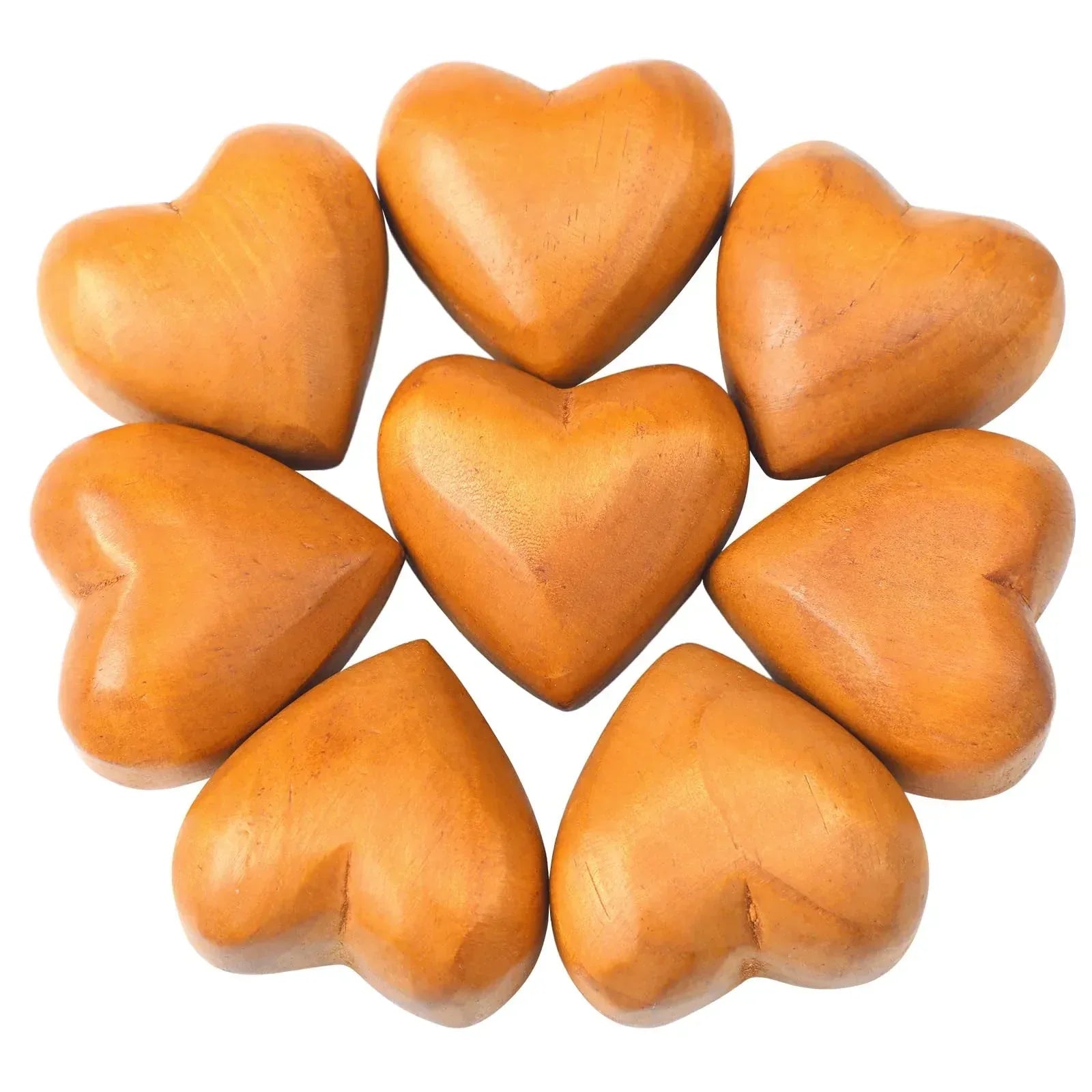 Kigeli 8 Pcs Handmade Wooden Hearts Olive 3D Love Crafts Pine Carved Decor for Wedding Birthday Gifts - Handmade Lifestyle Shop