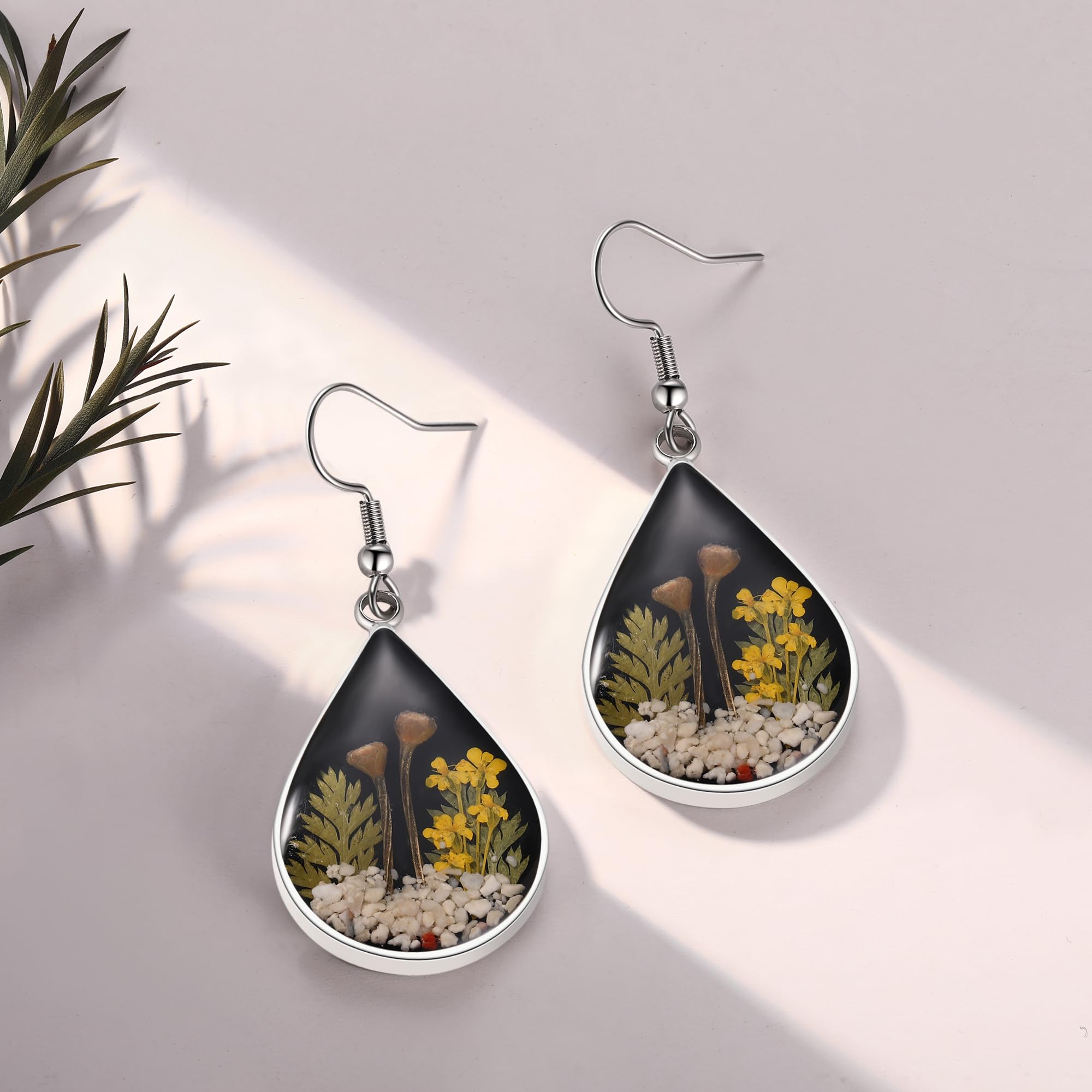 Forget-Me-Not and Queen Anne's Lace Pressed Wildflower Earrings | Pressed Flower Earrings | Handmade Drop and Dangle Earrings | Gift for Woman