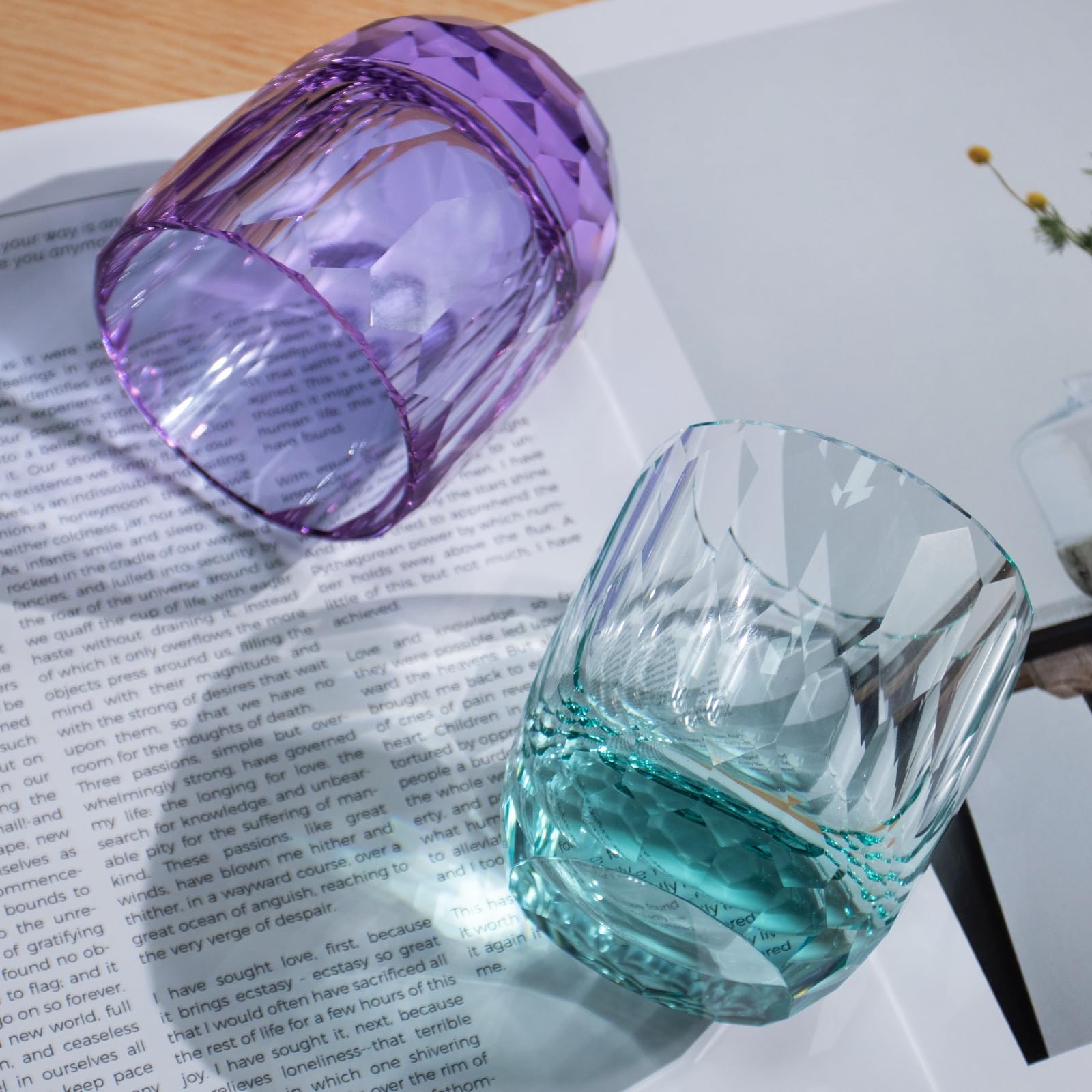 KAMMAK Crystal Whiskey Glasses Set of 2, Handcrafted 7.1oz Old Fashioned Glasses Stemless, Luxury Cocktail Glasses, Hand Blown Scotch Cup for Women, Men Gift for Rocks, Bourbon Barware, Bar