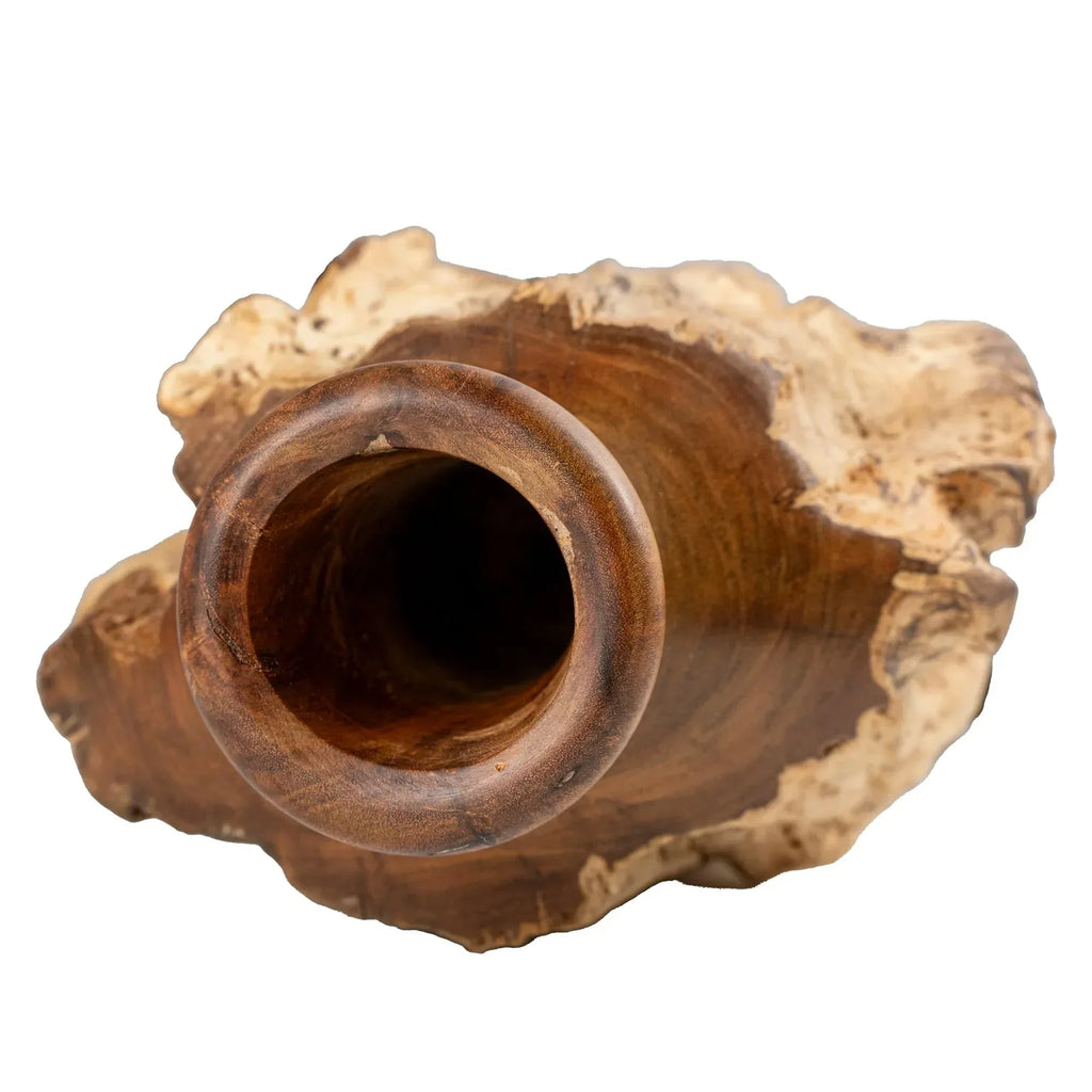 Vitex Pubescens Vahl Handcrafted Natural Wooden Vase; H(11.8”) x D(5"-6.5"); Unique Wooden Vase - Handmade Lifestyle Shop