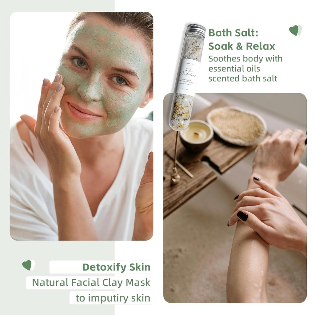 Natural Amor Handmade Spa Gift Set 6 pcs– Includes Citrus Bath Bomb, Lavender Hand Cream, Soap, Bath Salt, Candle – Relaxing Self-Care Kit for Women