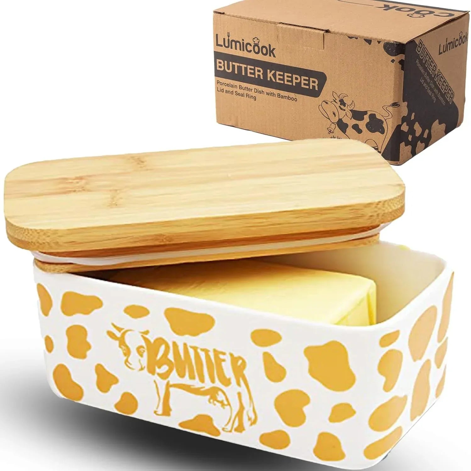 Butter Dish with Lid, Butter Dish with Lid for Countertop, White Butter Keeper Holds Up to 2 Sticks - Butter Holder and Container (Black butter me up, Large) - Handmade Lifestyle Shop