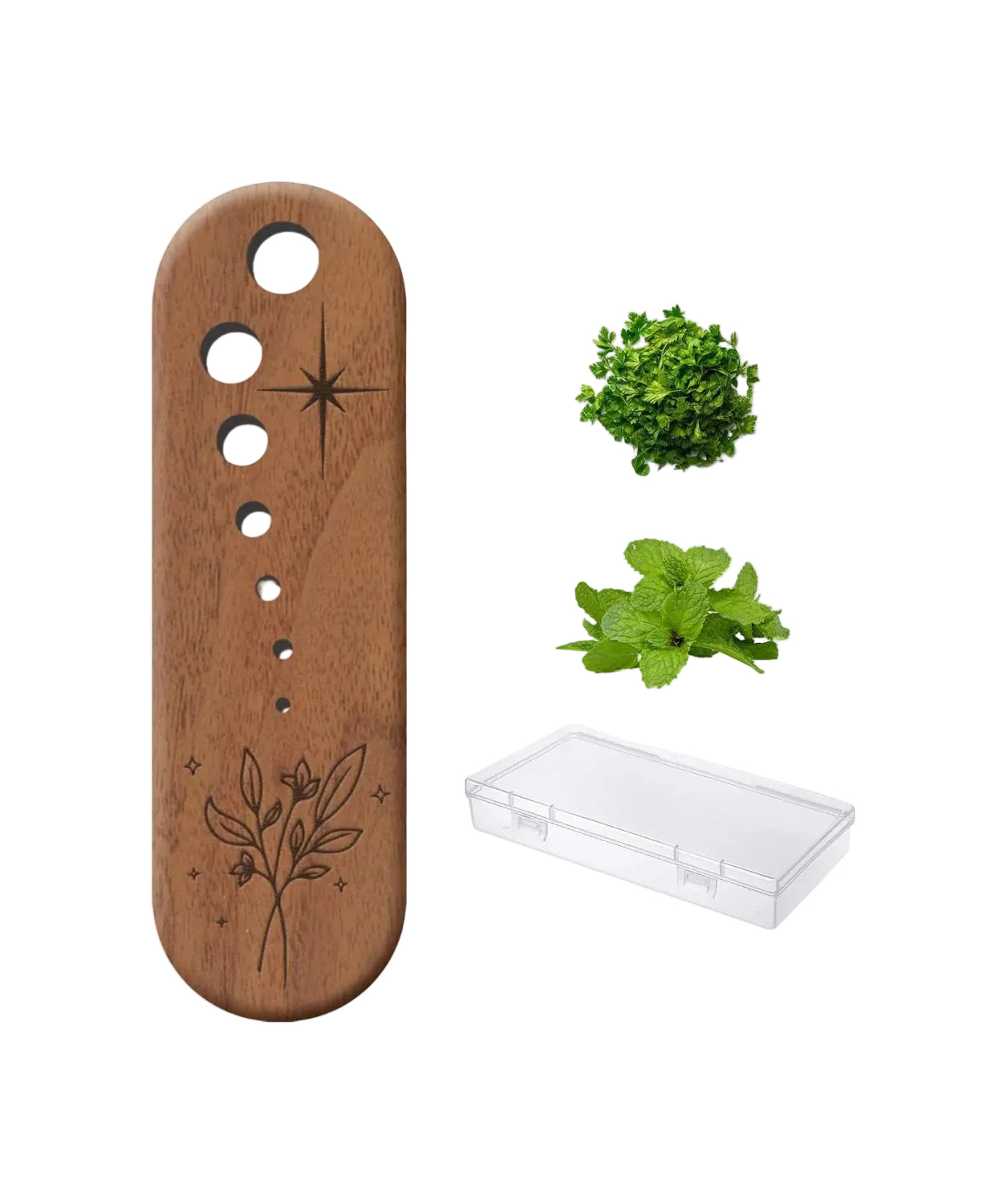Black Walnut Herb Stripper Vegetable Leaf Herb Stripper Chopper Tool Handmade Wood Uncoated 7 Hole Sizes Durable & Elegant Kitchen Tool with Storage Case Ideal Gift for Cooks - Handmade Lifestyle Shop