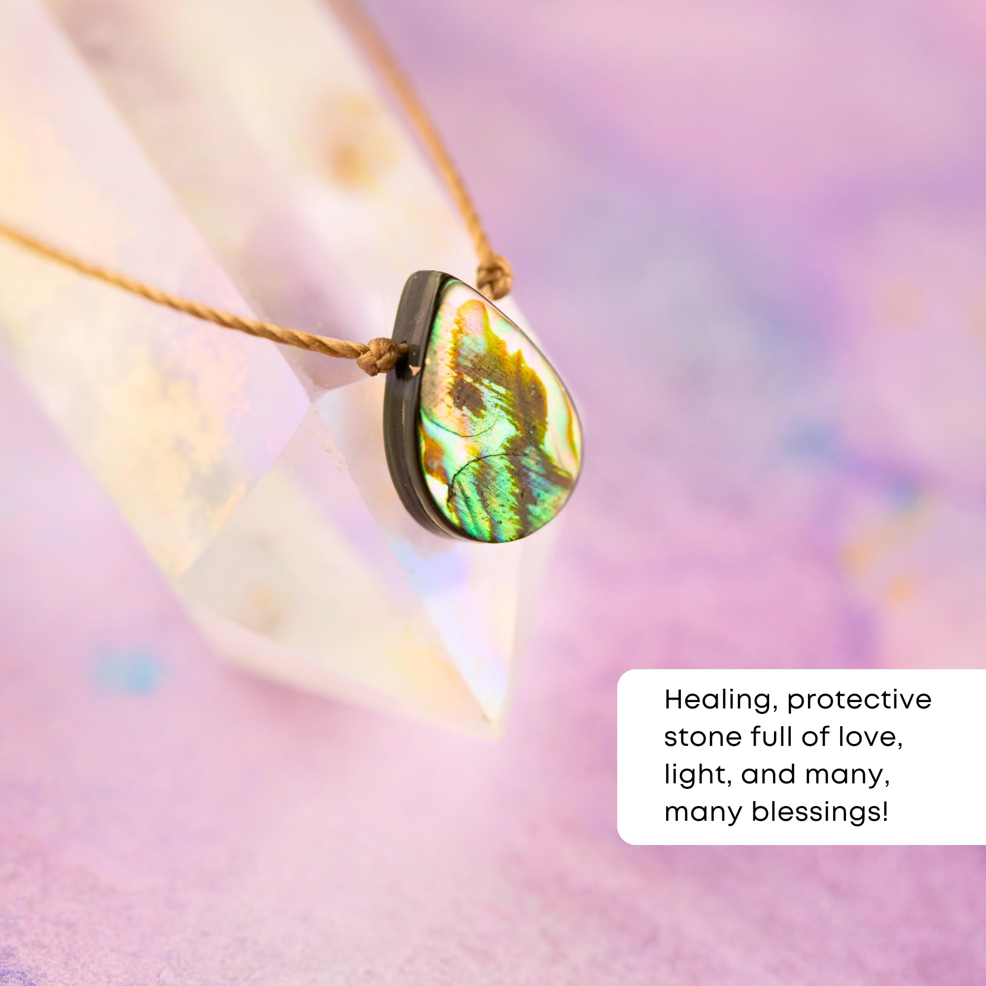 SoulKu Handcrafted Necklace, Empowerment Jewelry With Healing Crystal, Inspirational Jewelry For Women, Mom & Sister Gifts, 2" Extender With Lobster Clasp, 16" Nylon Cord