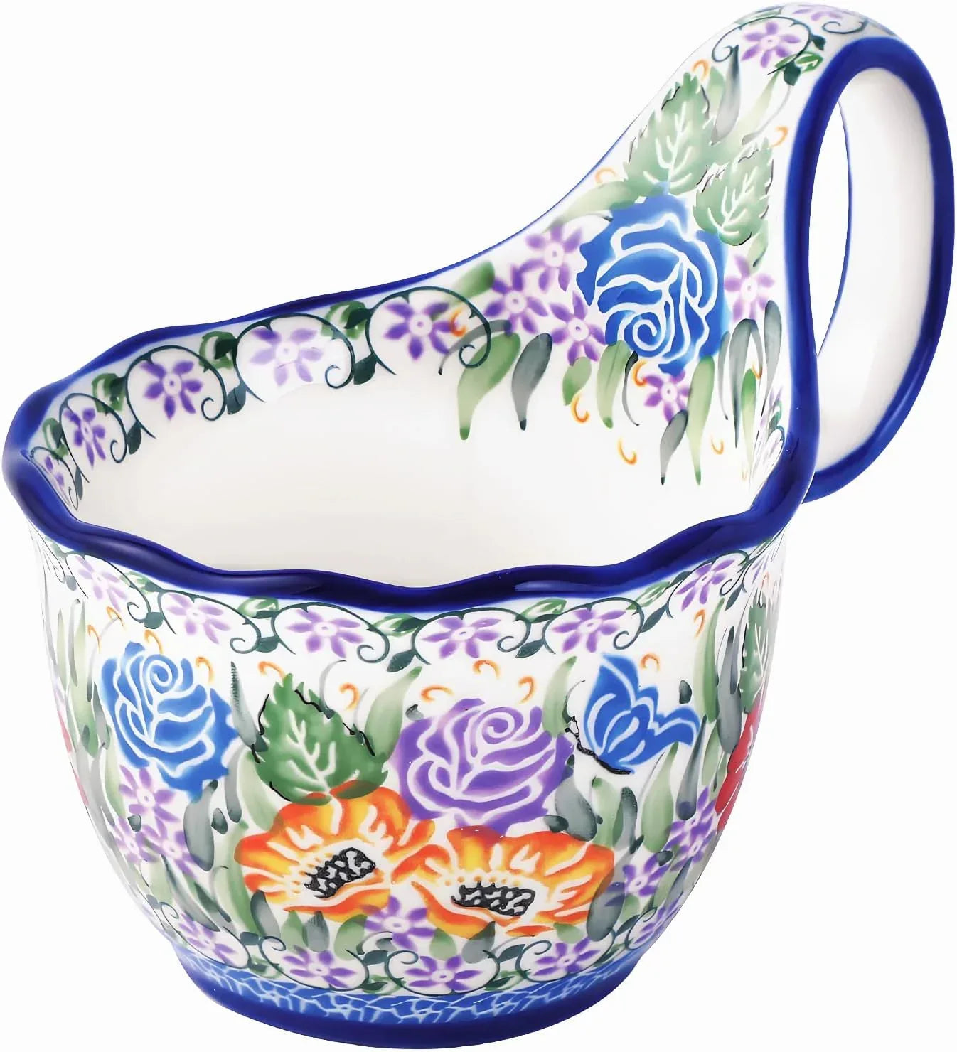 ALMA Handpainted Soup Bowl with Handle, 18.6oz Ceramic Cereal Bowl, Microwave &Dishwasher Safe,Loop Handle Bowl Great for Soup, Chili, Stew, Ice cream - Handmade Lifestyle Shop