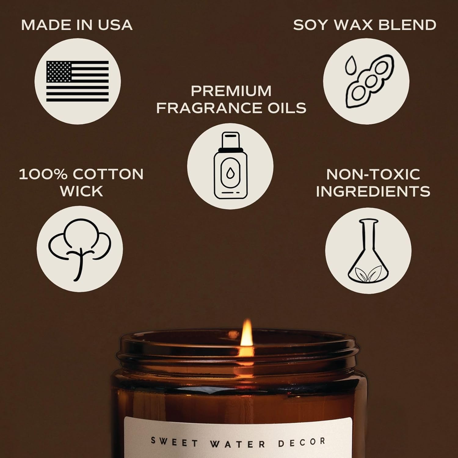 Sweet Water Decor Warm and Cozy Soy Candle - Orange Peel, Cinnamon, Ginger and Clove Scented Candles for Home - 9oz Amber Jar + Black Lid, 40+ Hour Burn Time, Made in The USA