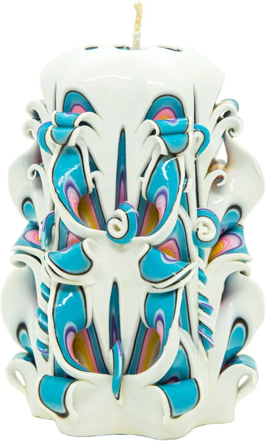 Handmade Carved Candle - Surprise Gift For Her - Decor Birthday Halloween Thanksgiving Christmas - Spiritual Living Room Home Decor Candles - Unique Engagement Wedding Idea - White Blue - Ordagio - Handmade Lifestyle Shop