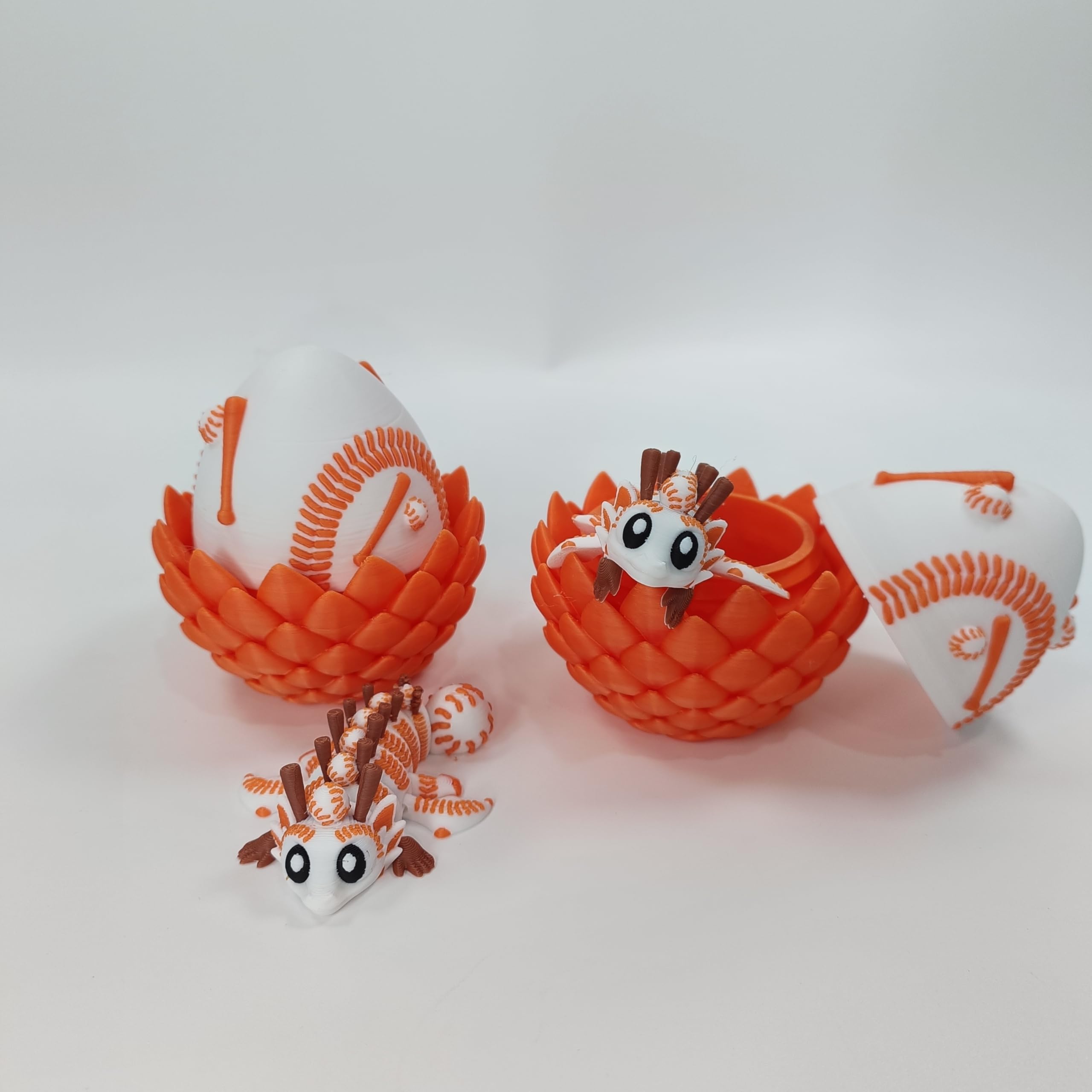 Enchanted 3D Egg with Miniature Inside - Handcrafted Printed Collectible | Fantasy Decor & Gift (Ice Cream Dragon & Egg (Box))