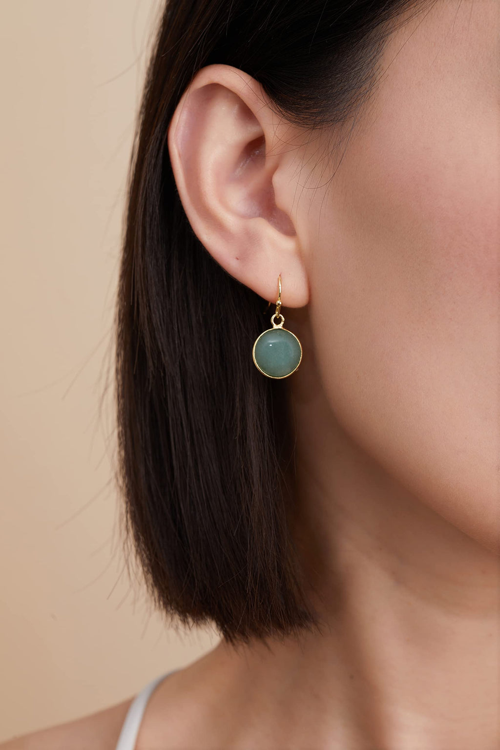 Green Earrings for Women – Dainty Gold Dangle – Real Jade -Sage - Light – Pale – Dark - Green Stone – Rose Quartz Pink Crystal Genuine – Natural Gemstone - Dainty -Short -Drop and Dangle – Lightweight - Unique Anniversary Birthday Gifts for Wife – Teacher