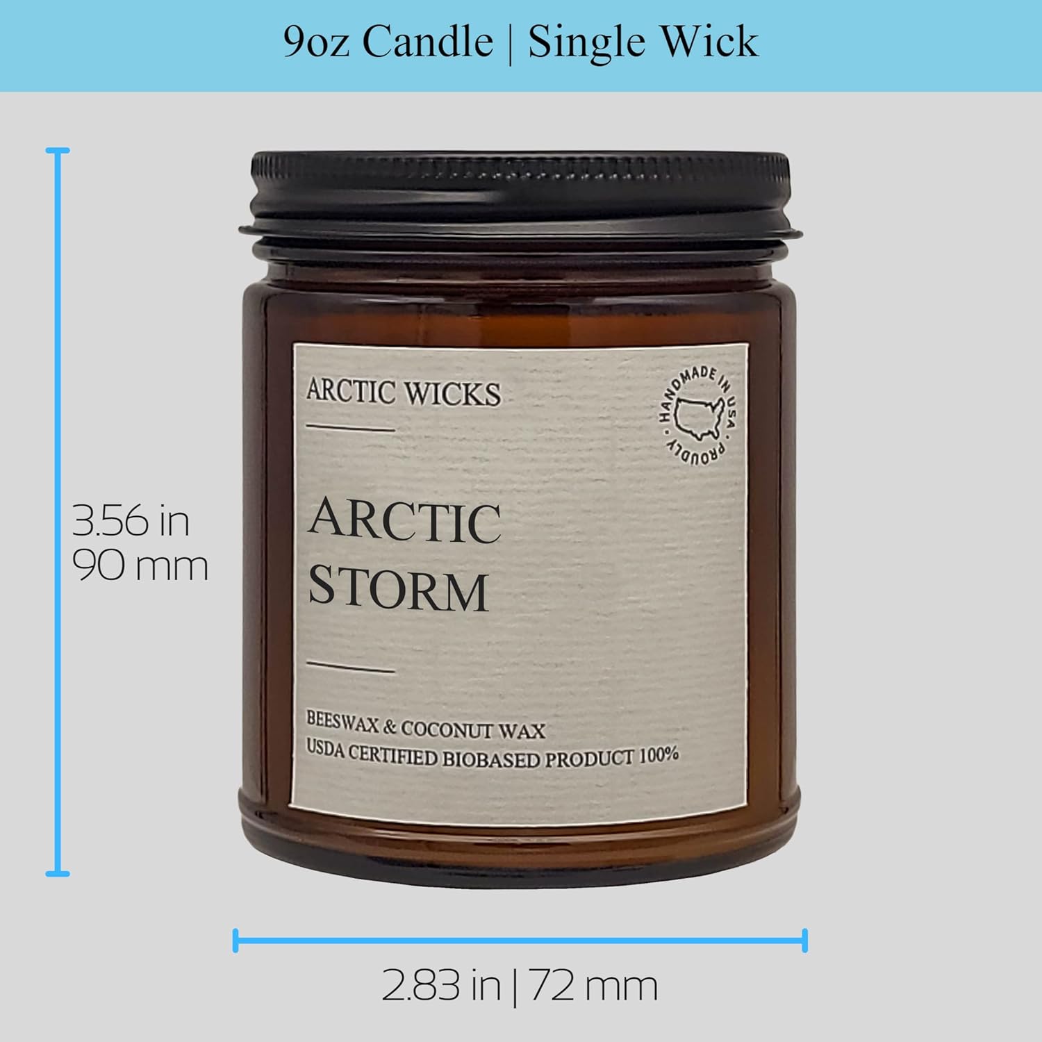Vanilla Bourbon Candle | Arctic Wicks 9oz Coconut & Beeswax Candles | Scented Non-Toxic Candles for Fall, Winter, Holidays, Gifts For Him, Whiskey Bourbon, Vanilla Candle | USDA Certified Biobased