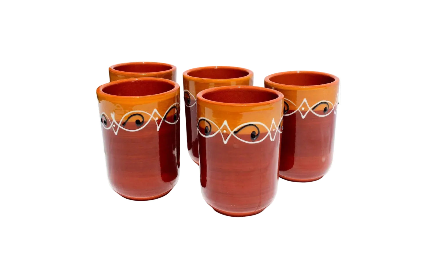 Cactus Canyon Ceramics Spanish Terracotta 5-Piece Cup Set, White - Handmade Lifestyle Shop