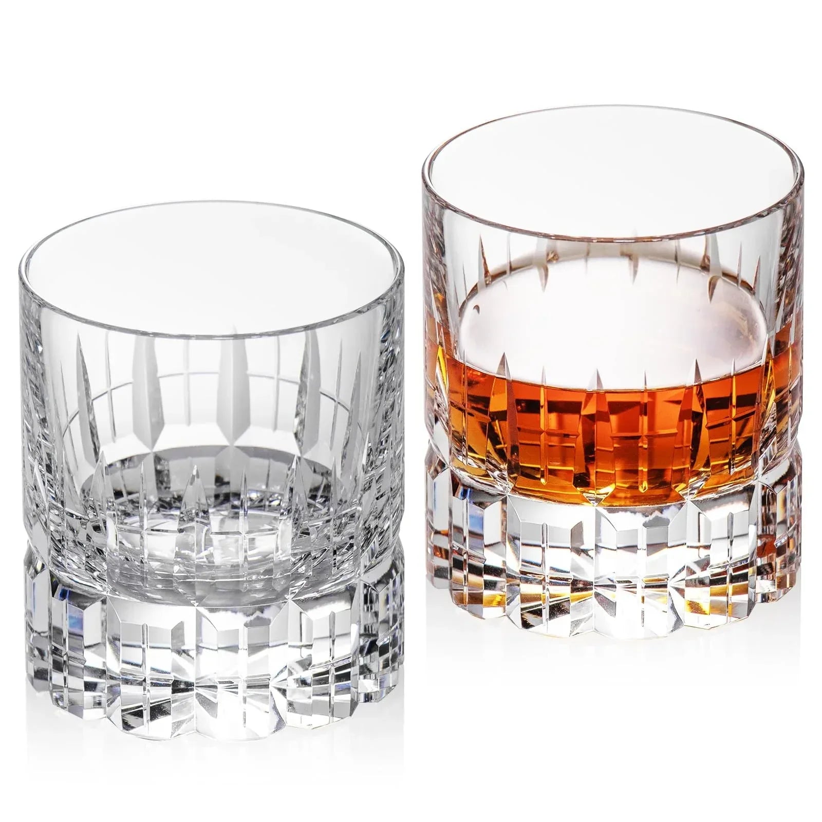 KAMMAK Crystal Whiskey Glasses Set of 2, Handcrafted 7.1oz Old Fashioned Glasses Stemless, Luxury Cocktail Glasses, Hand Blown Scotch Cup for Women, Men Gift for Rocks, Bourbon Barware, Bar - Handmade Lifestyle Shop