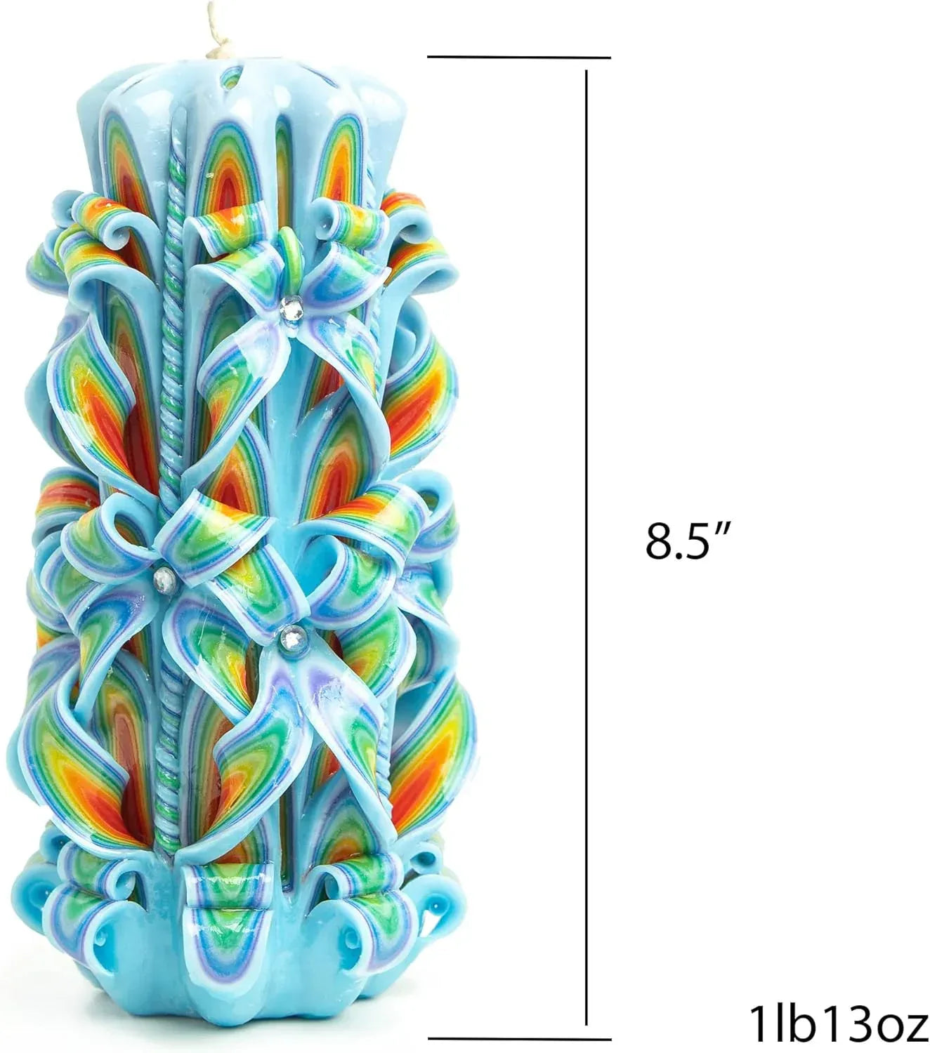 Carved Candle Artisan Handmade Decorative Dipped Candle 9 inch Blue Red Fall Valentine's Day Holiday Seasonal Gift for Mom Home Accent - Peacock - Handmade Lifestyle Shop