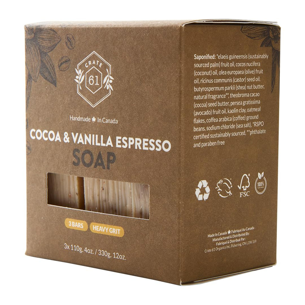 Crate 61 Organics, Handmade in Canada, Plant Based Natural Bar Soap Cold Pressed For Face & Body, w/Premium Essential Oils, For Men & Women 3 Pack (Ginger Cardamom)