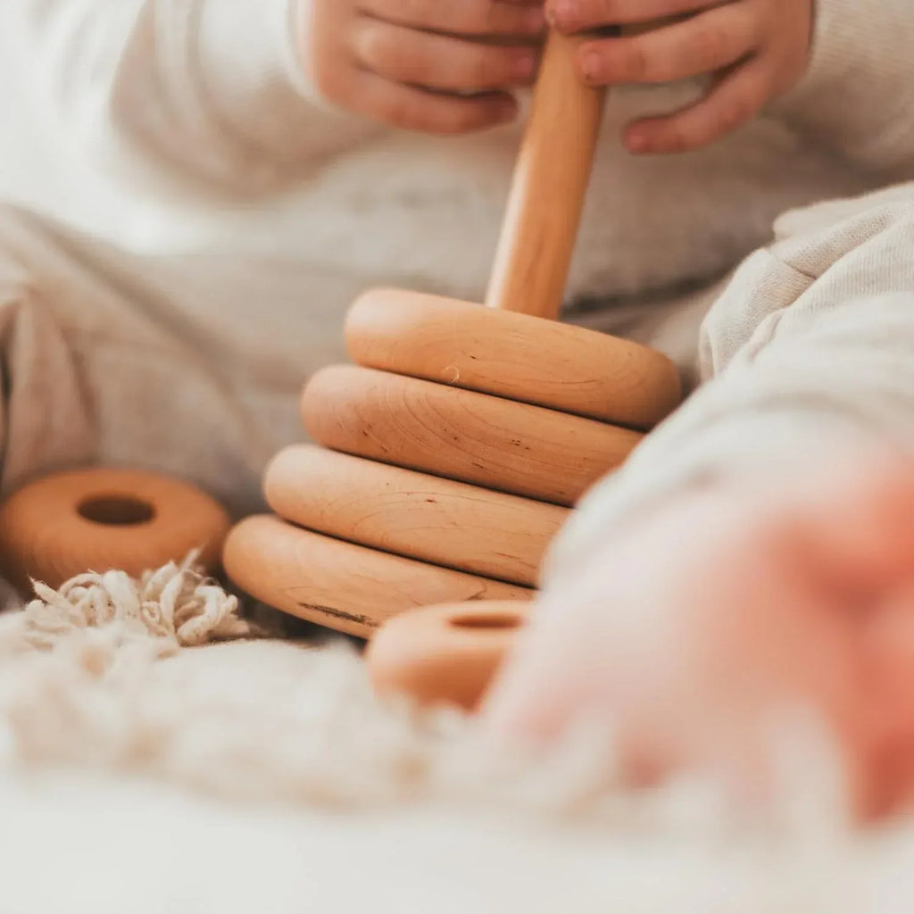 BUSY PUZZLE Ring Wooden Stacking Toy Montessori Wooden Pyramid Gifts for Toddlers Natural Baby Toy Pyramid Handcrafted Toy for 1 Year Old - Handmade Lifestyle Shop