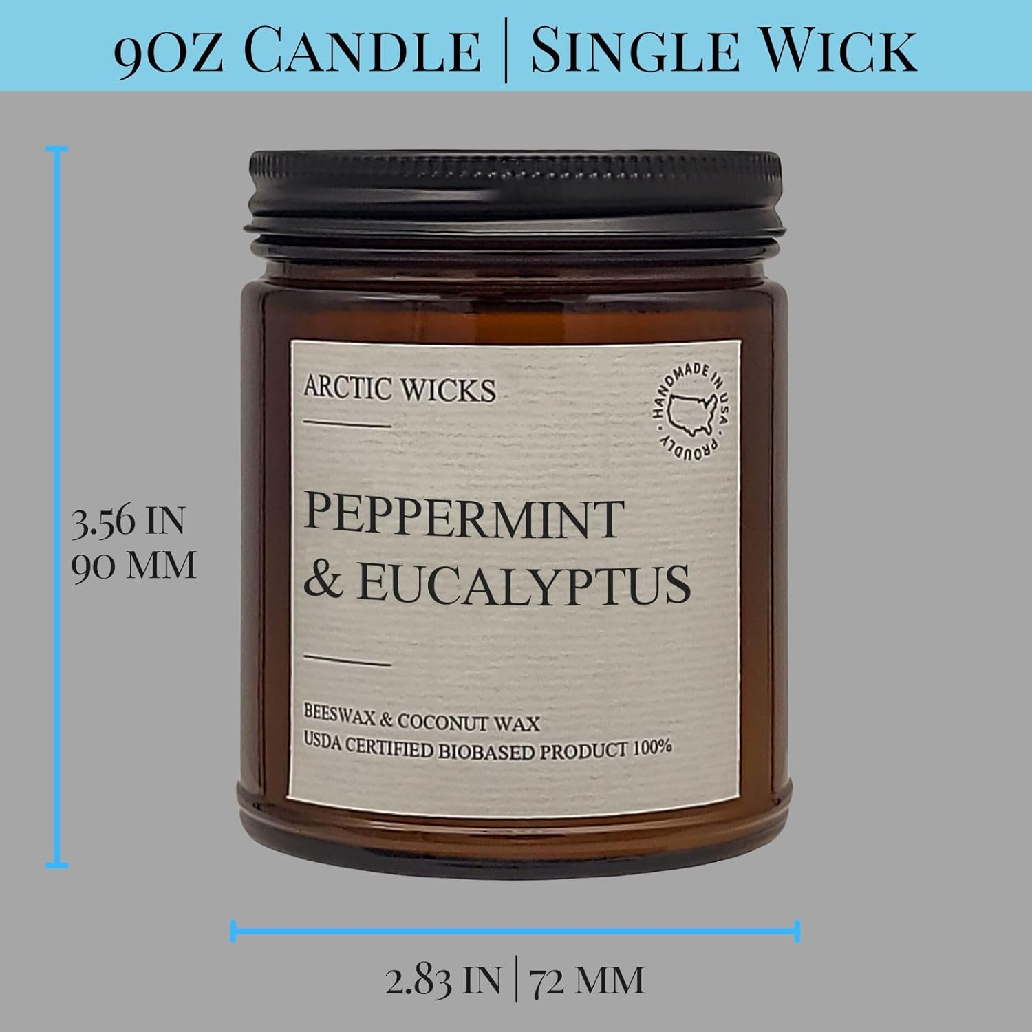 Vanilla Bourbon Candle | Arctic Wicks 9oz Coconut & Beeswax Candles | Scented Non-Toxic Candles for Fall, Winter, Holidays, Gifts For Him, Whiskey Bourbon, Vanilla Candle | USDA Certified Biobased