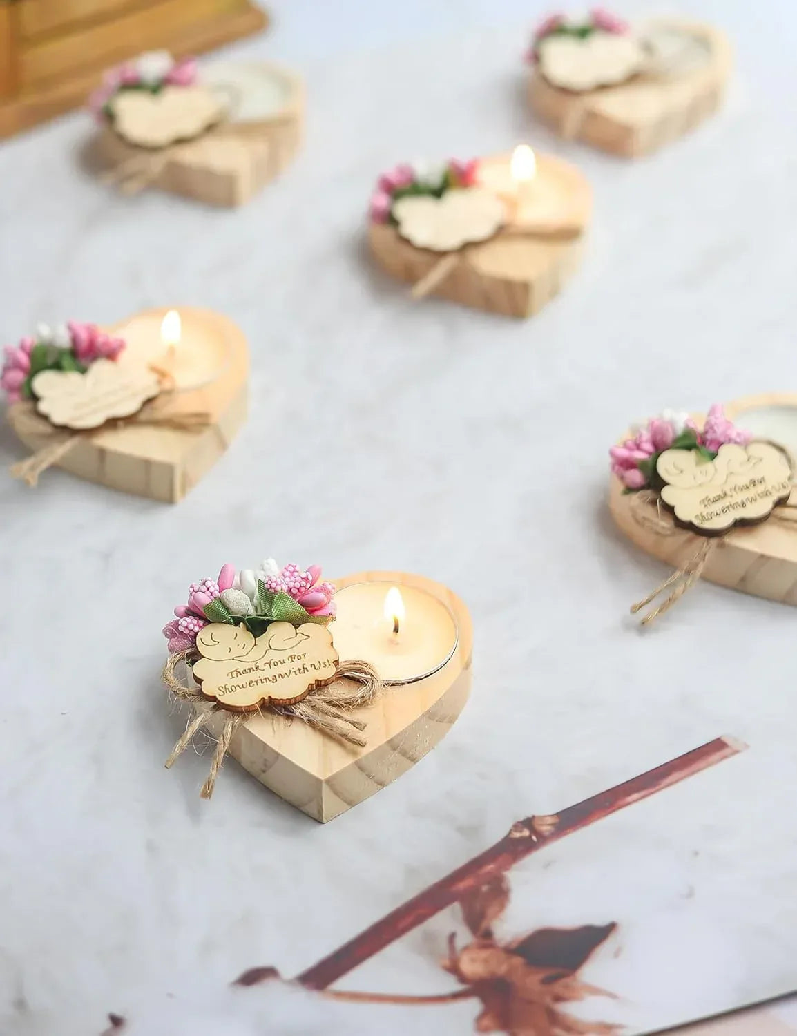 50 Piece Wooden Candle Holders, Baby Shower Party Favors for Boy,Baptism Candle Favors,Baby Christening Favors for Guests. (blue) - Handmade Lifestyle Shop