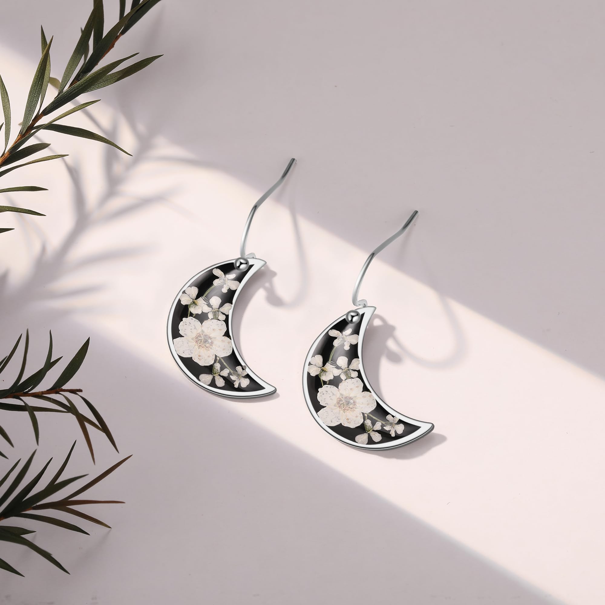 Forget-Me-Not and Queen Anne's Lace Pressed Wildflower Earrings | Pressed Flower Earrings | Handmade Drop and Dangle Earrings | Gift for Woman