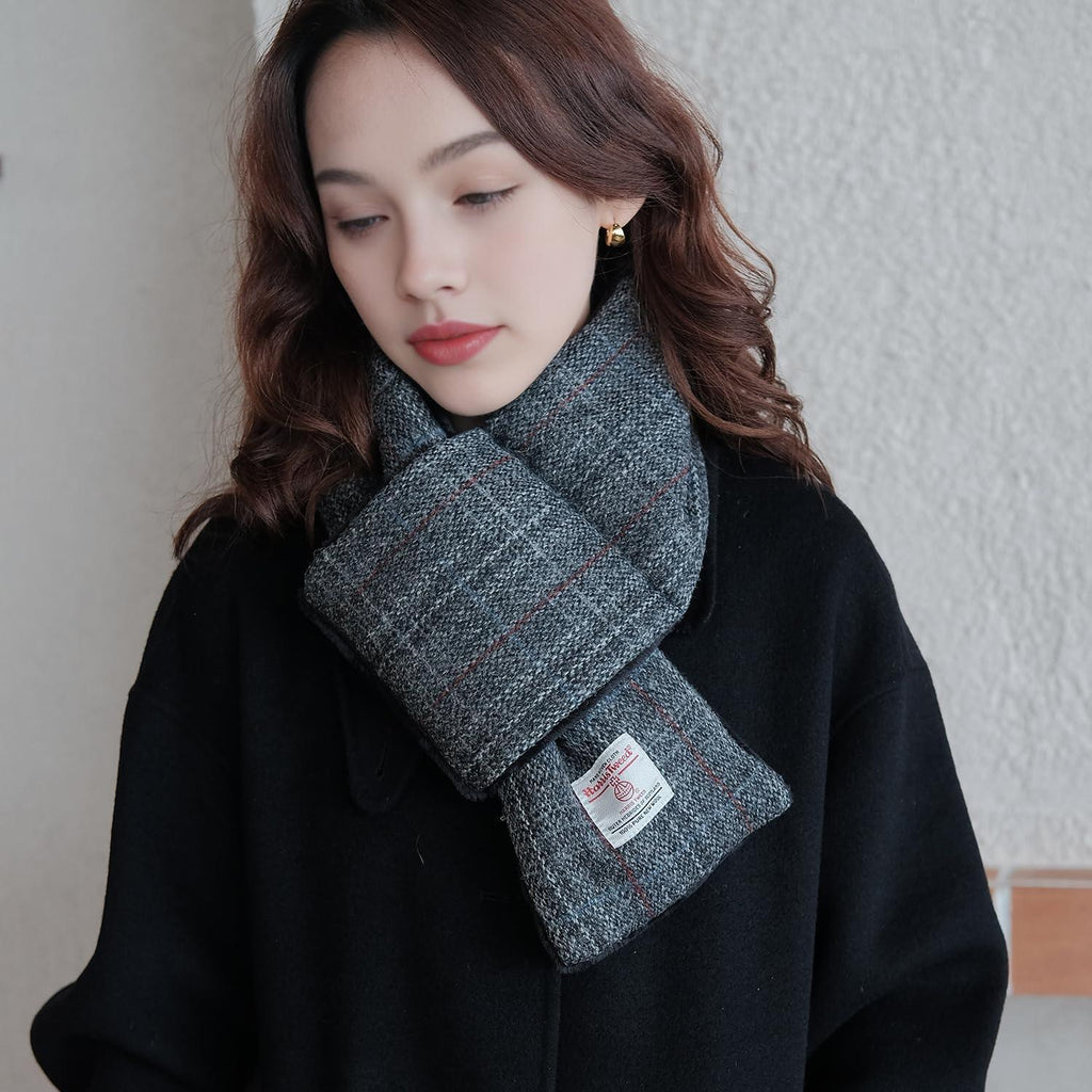 Harris Tweed Tartan Wool Neck Warmer for Women and Men, Handmade Soft Scarf with Plush Lining, Warm Winter Gift - Handmade Lifestyle Shop