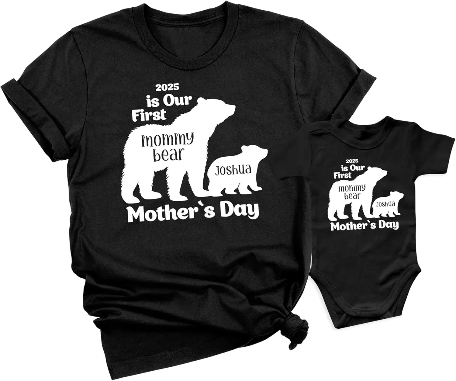 Our 1st Mother's Day Shirt, Mommy and Me Shirts, Matching First Mother's Day Outfits, Customizable with Names and Date, Baby Bodysuit and Mom Shirt Set, Mother's Day Gift Idea, Pack of 2 - Handmade Lifestyle Shop