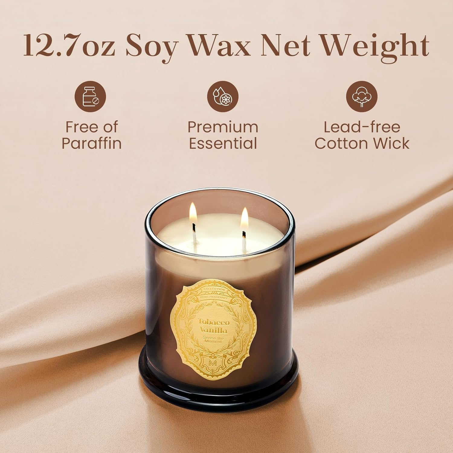 M&SENSE Sage Eucalyptus Candles for Home Scented, 2 Wick 12.7oz Soy Wax Candles Non Toxic,70 Hours Long Burning,Christmas Candles Gift for Stress Relief, Meditation, Yoga