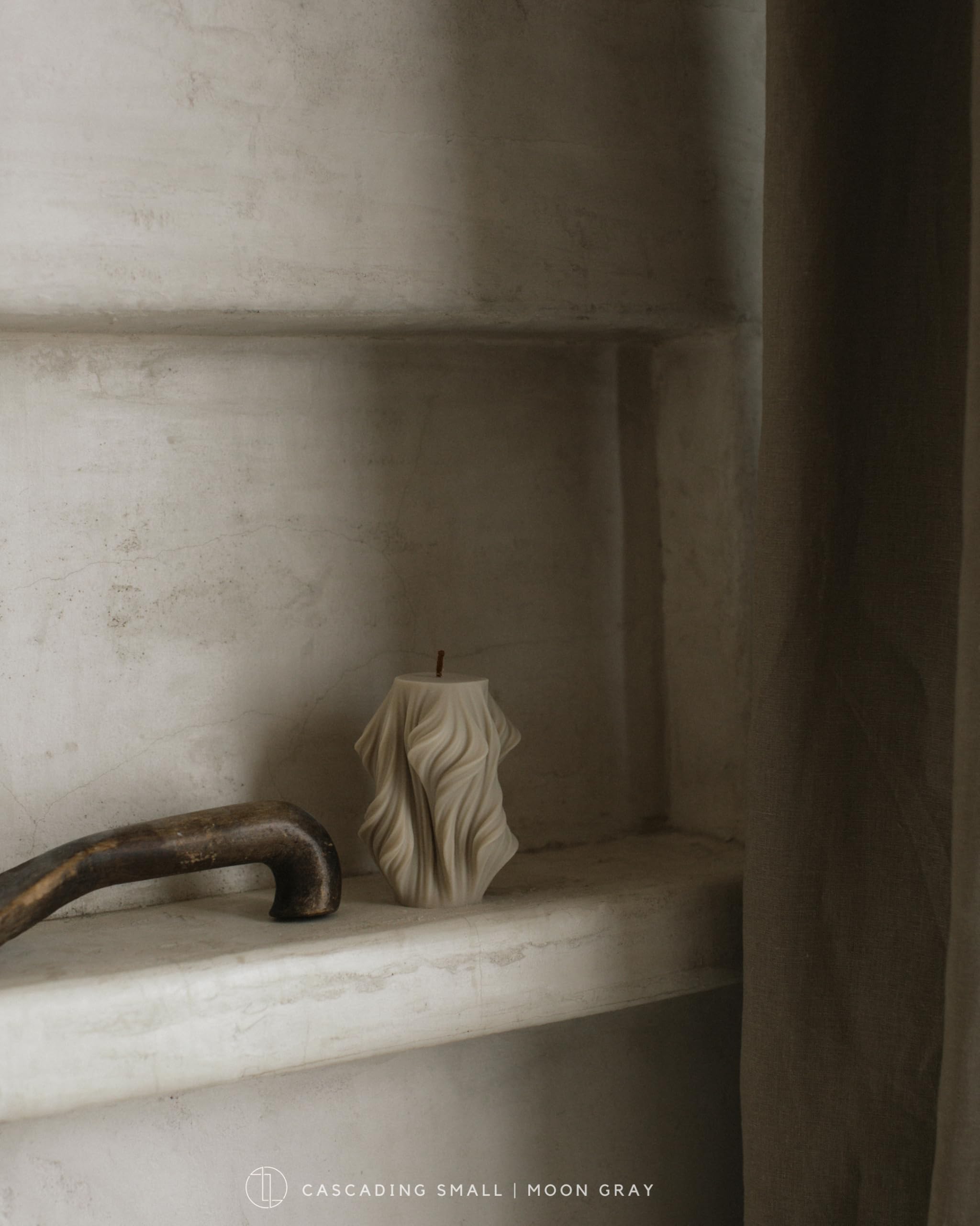 LAWA Cascading Wave Candle - Large Beautiful Handmade Pillar Scented Soy Wax Elegant Bubble Aesthetic Candle Housewarming Gift Home Room Shelf Decor Idea Olive Beige (Large)