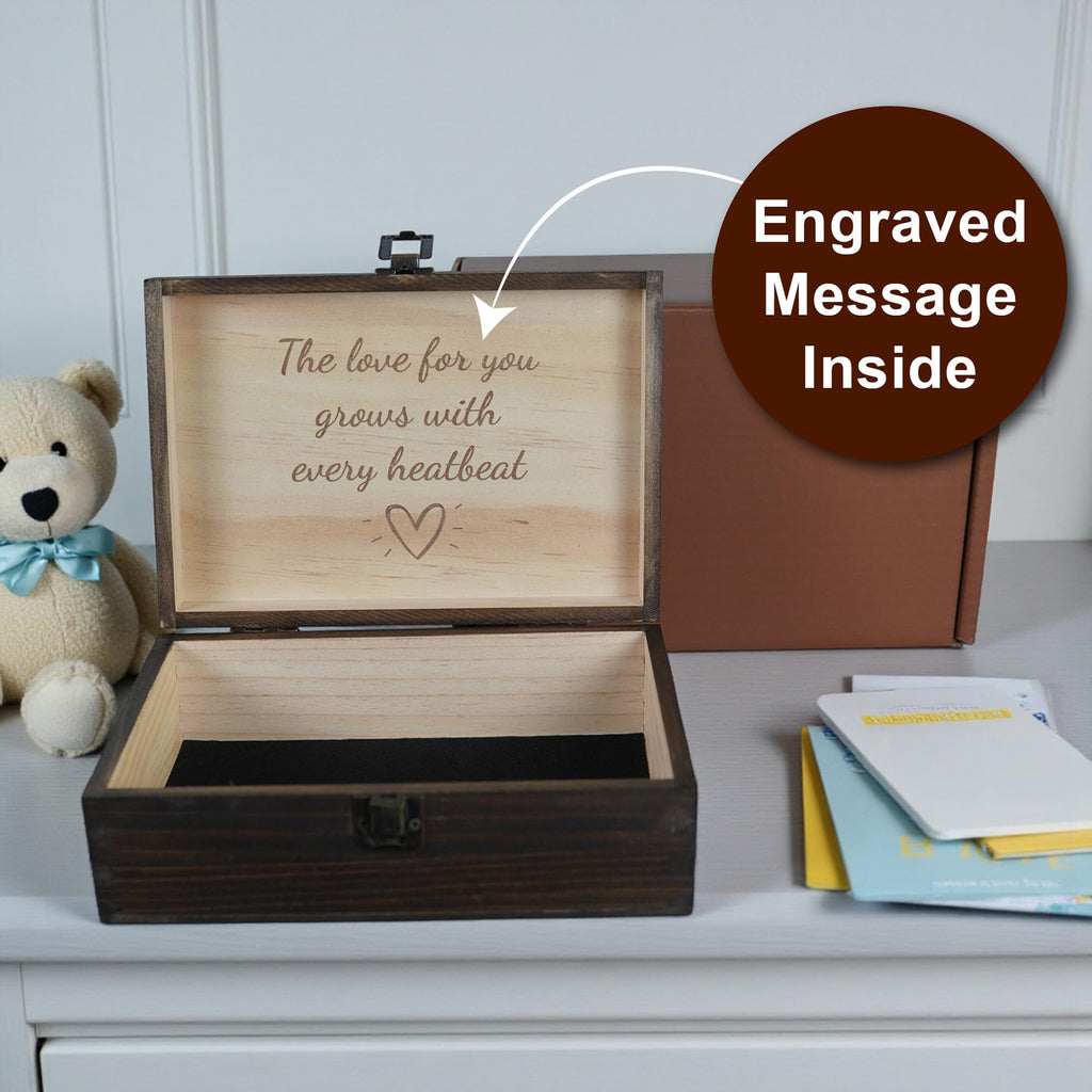 Engraved Memorial Memory Box – Wooden Keepsake Box for Loss of Loved One or Pet – Sympathy Gift – Medium Size – Dark Walnut Finish – 8.5 x 6 x 3 in