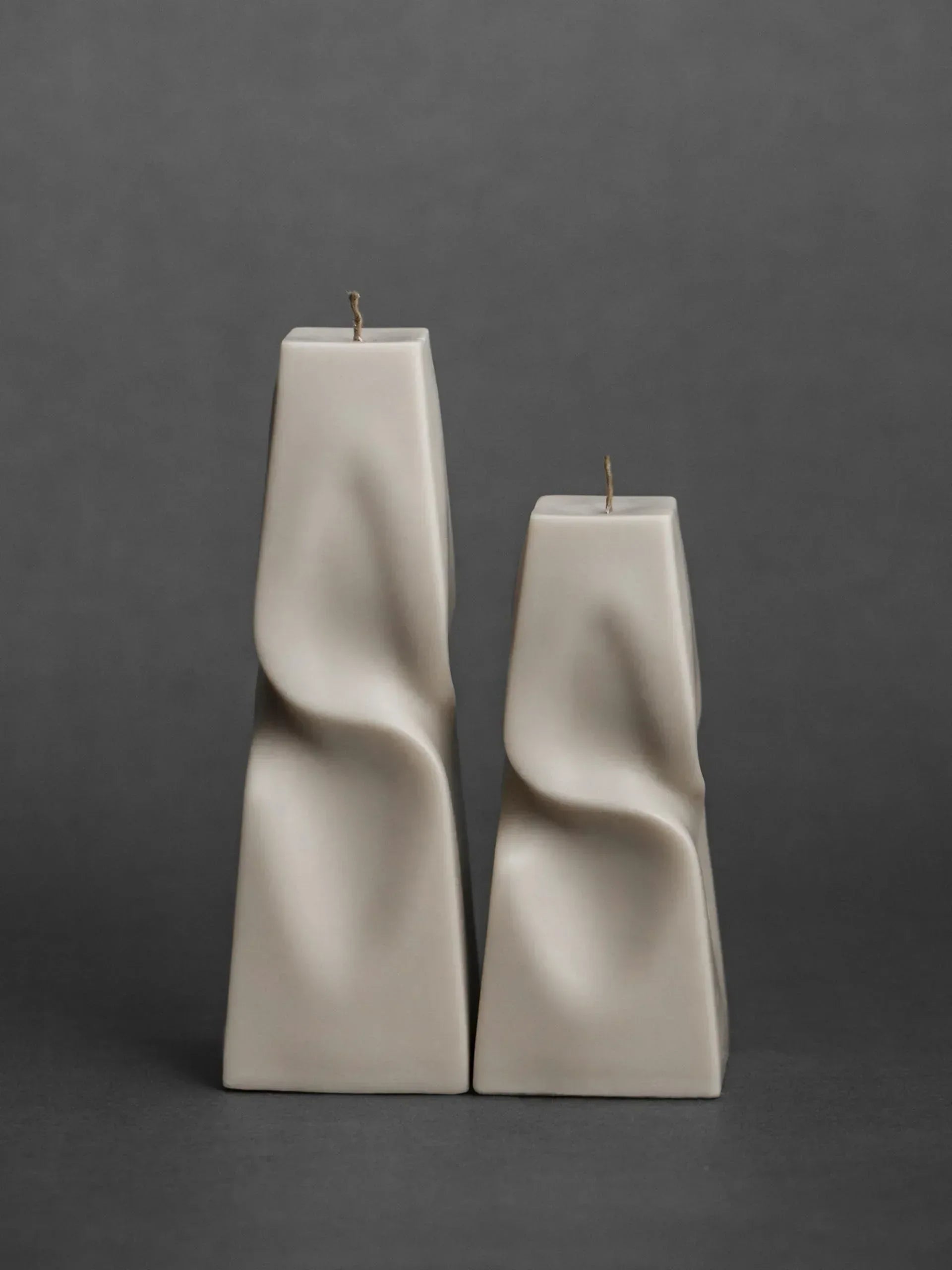 LAWA Twisted Pyramid Candle - Beautiful Handmade Pillar Soy Wax Elegant Aesthetic Candle Housewarming Gift Home Room Shelf Decor Idea (Set of 2) (White) - Handmade Lifestyle Shop