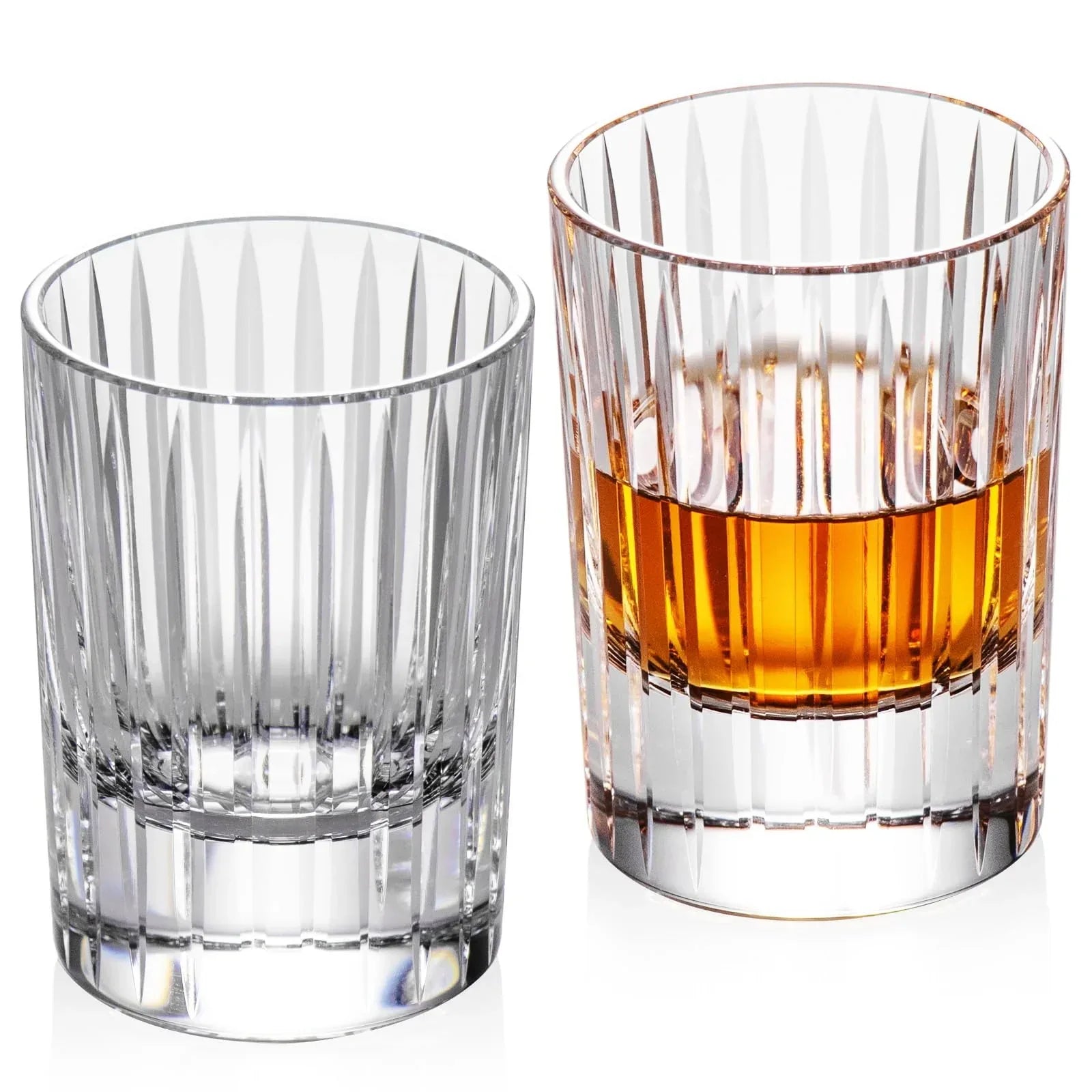 KAMMAK Crystal Whiskey Glasses Set of 2, Handcrafted 7.1oz Old Fashioned Glasses Stemless, Luxury Cocktail Glasses, Hand Blown Scotch Cup for Women, Men Gift for Rocks, Bourbon Barware, Bar - Handmade Lifestyle Shop