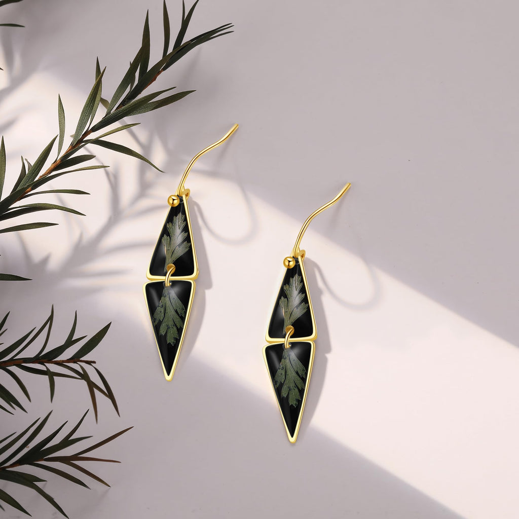 Forget-Me-Not and Queen Anne's Lace Pressed Wildflower Earrings | Pressed Flower Earrings | Handmade Drop and Dangle Earrings | Gift for Woman