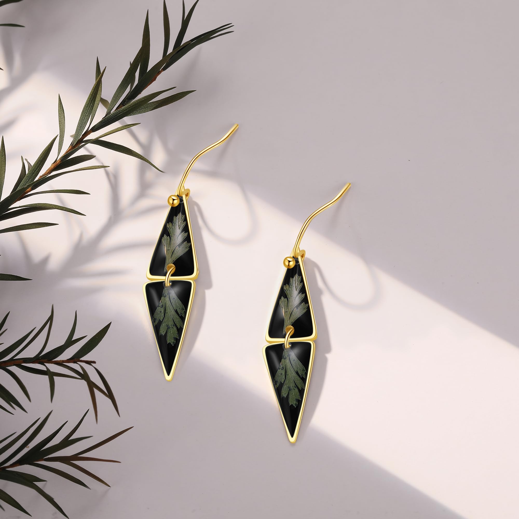 Forget-Me-Not and Queen Anne's Lace Pressed Wildflower Earrings | Pressed Flower Earrings | Handmade Drop and Dangle Earrings | Gift for Woman