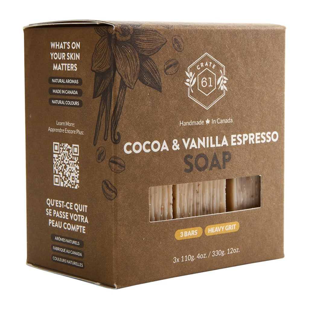 Crate 61 Organics, Handmade in Canada, Plant Based Natural Bar Soap Cold Pressed For Face & Body, w/Premium Essential Oils, For Men & Women 3 Pack (Ginger Cardamom)