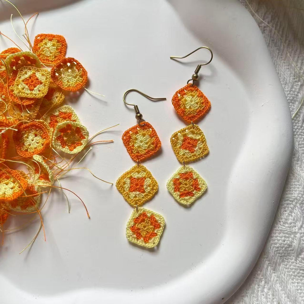 Crochet Flower Handmade Crochet Earring Drop Dangle Earring For Women Girls - Handmade Lifestyle Shop