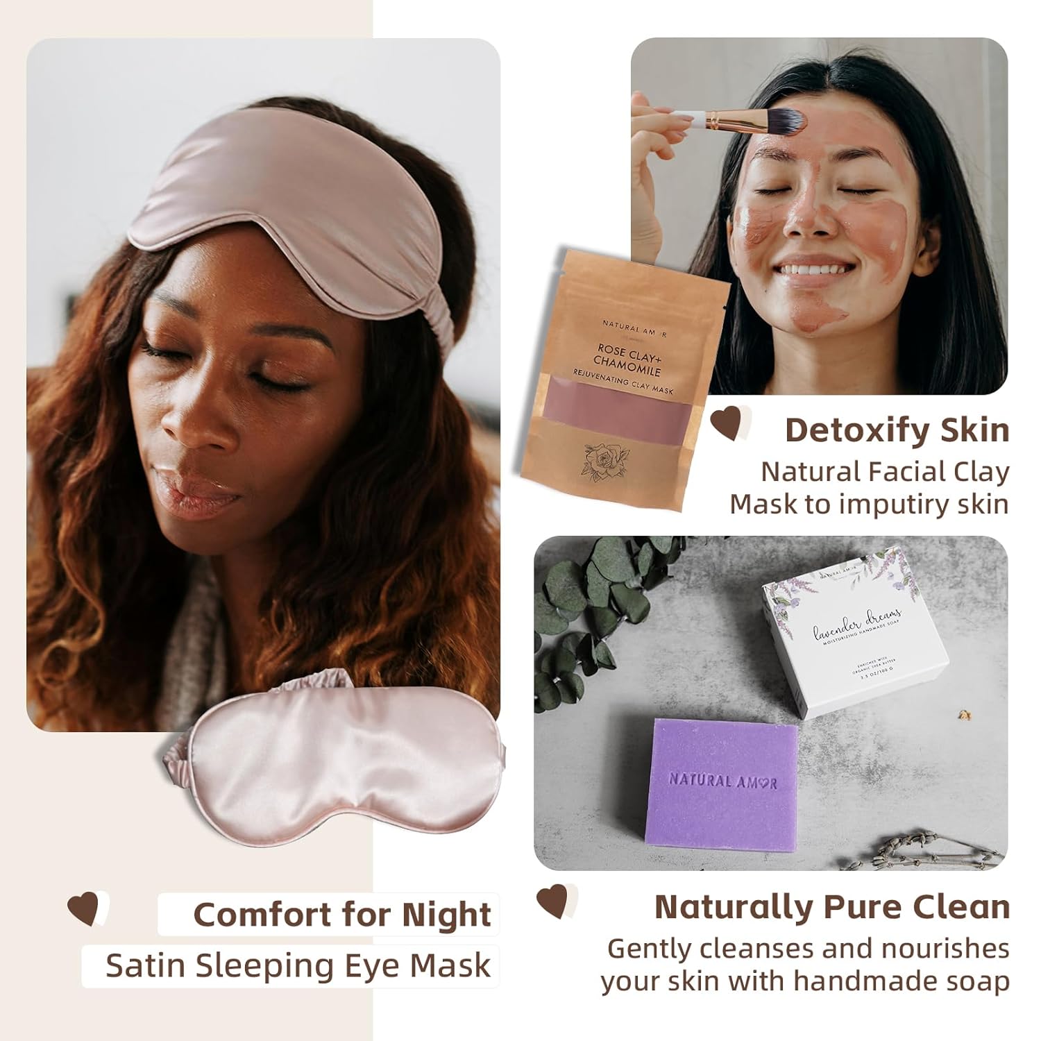 Natural Amor Handmade Spa Gift Set 6 pcs– Includes Citrus Bath Bomb, Lavender Hand Cream, Soap, Bath Salt, Candle – Relaxing Self-Care Kit for Women