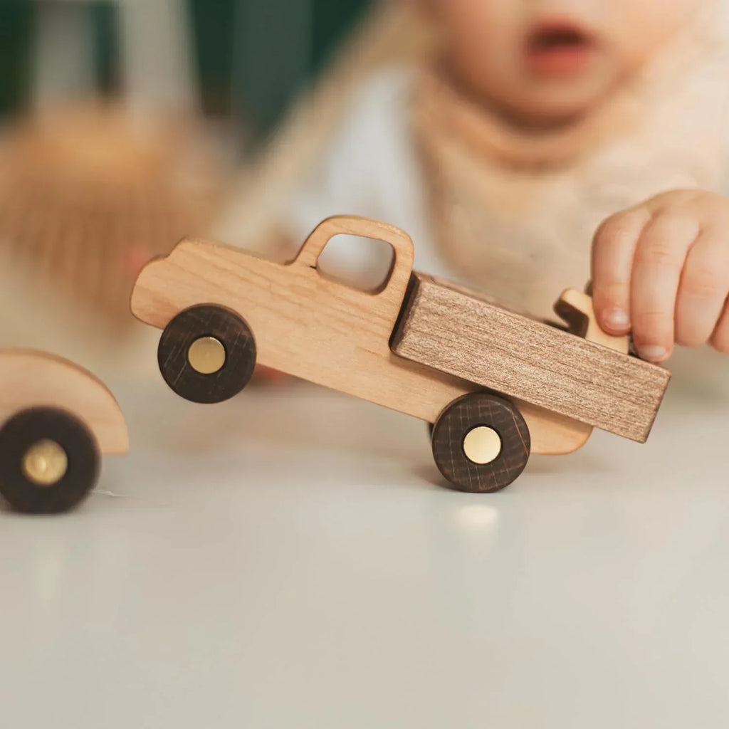 BUSY PUZZLE Wooden Toy Car and Truck Set Montessori Toys for Toddlers Handmade from Natural Wood Gift for Boys and Girls - Handmade Lifestyle Shop