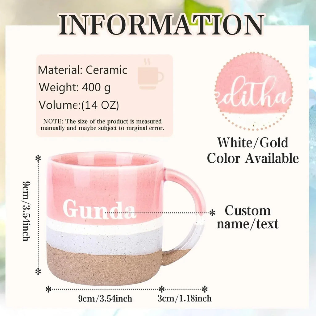Personalized Ceramic Coffee Mugs, Customized Tea Mug with Name & Logo for Family, Men Women, Engraved 14 Oz Tea Cup for Travel, Microwave Dishwasher, Unique Design Bithday Christmas Gifts for Mom, Dad - Handmade Lifestyle Shop