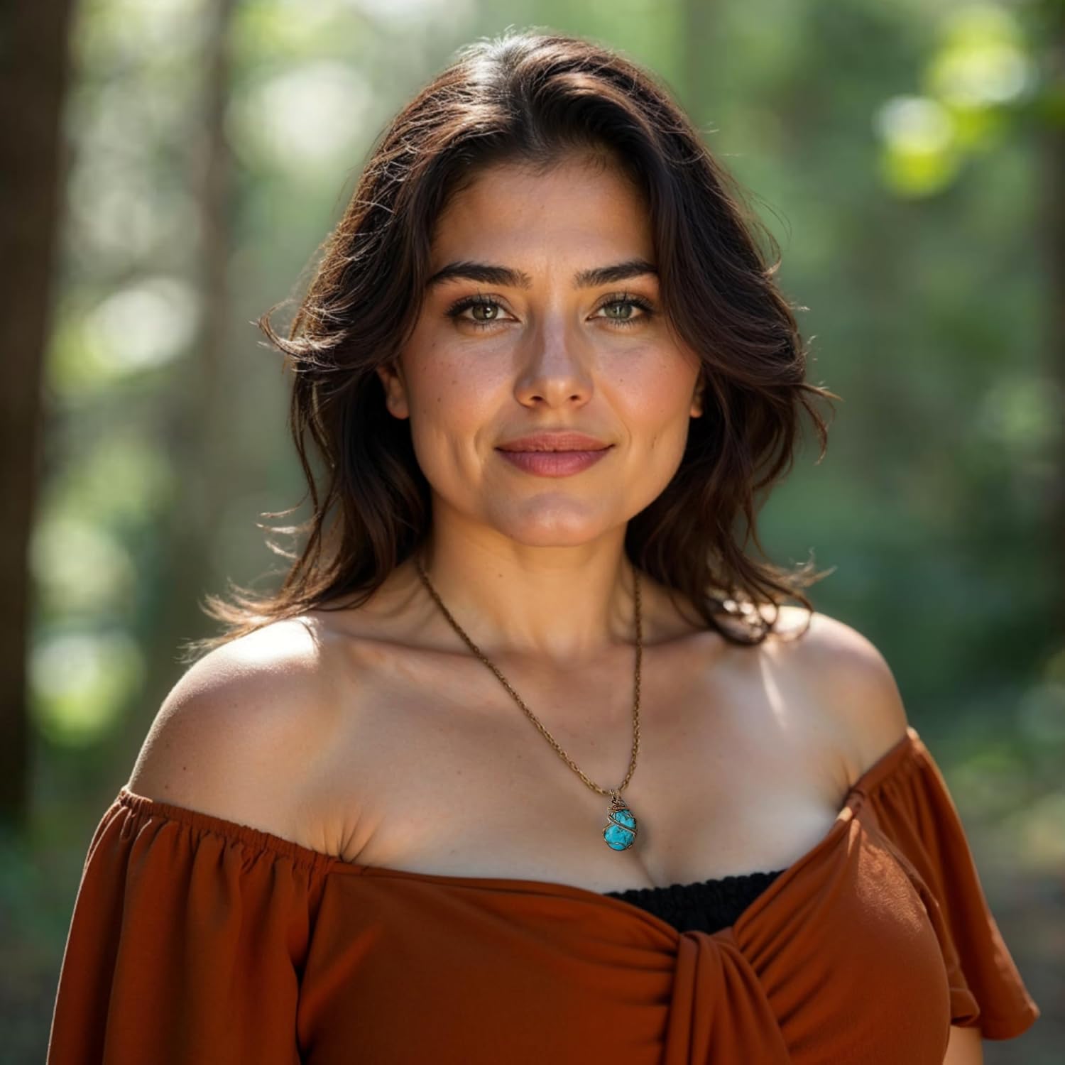 Designs by Nature Gems Necklace for Women - Designer Pendant Necklace - Antique Bronze Chain