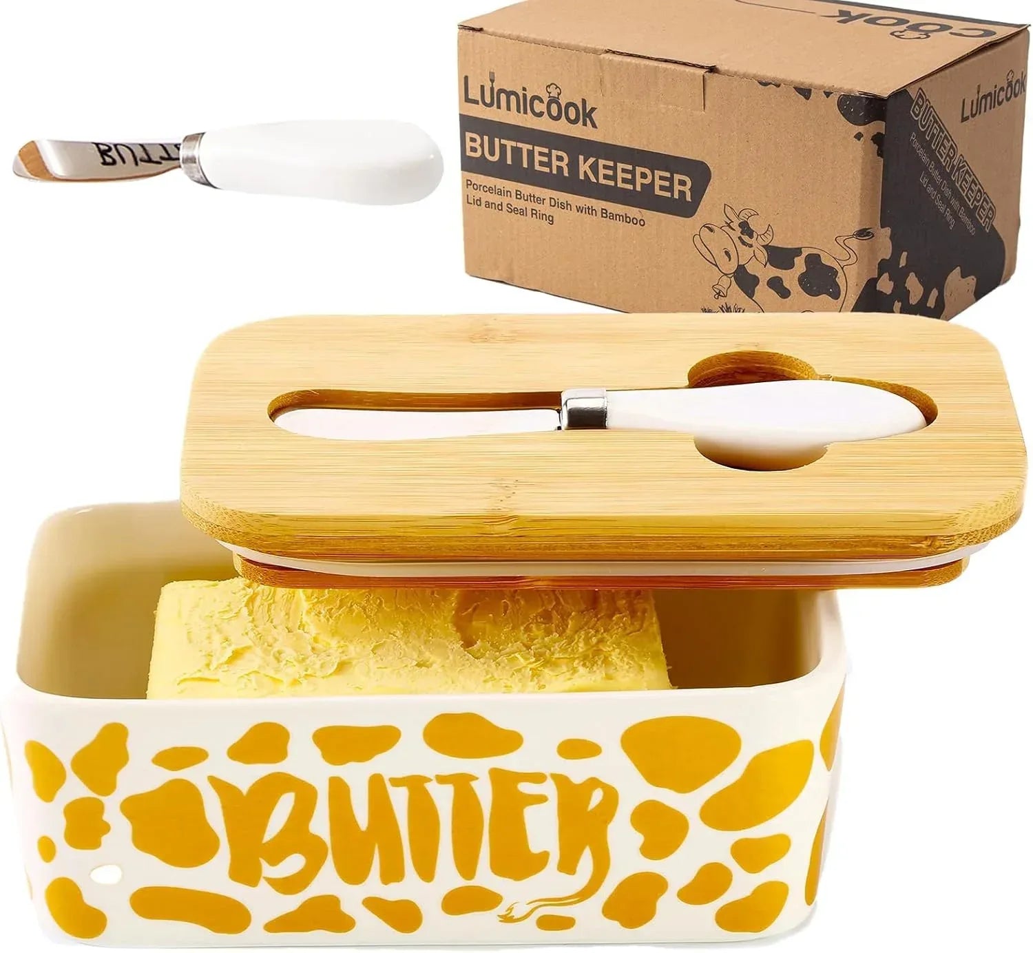 Butter Dish with Lid, Butter Dish with Lid for Countertop, White Butter Keeper Holds Up to 2 Sticks - Butter Holder and Container (Black butter me up, Large) - Handmade Lifestyle Shop