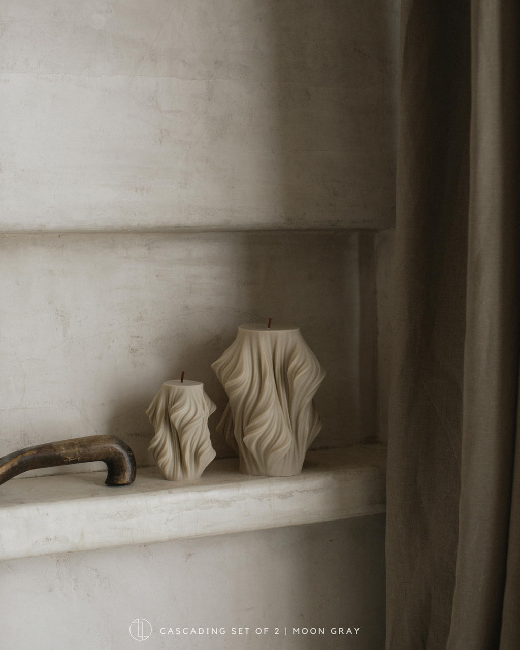 LAWA Cascading Wave Candle - Large Beautiful Handmade Pillar Scented Soy Wax Elegant Bubble Aesthetic Candle Housewarming Gift Home Room Shelf Decor Idea Olive Beige (Large)