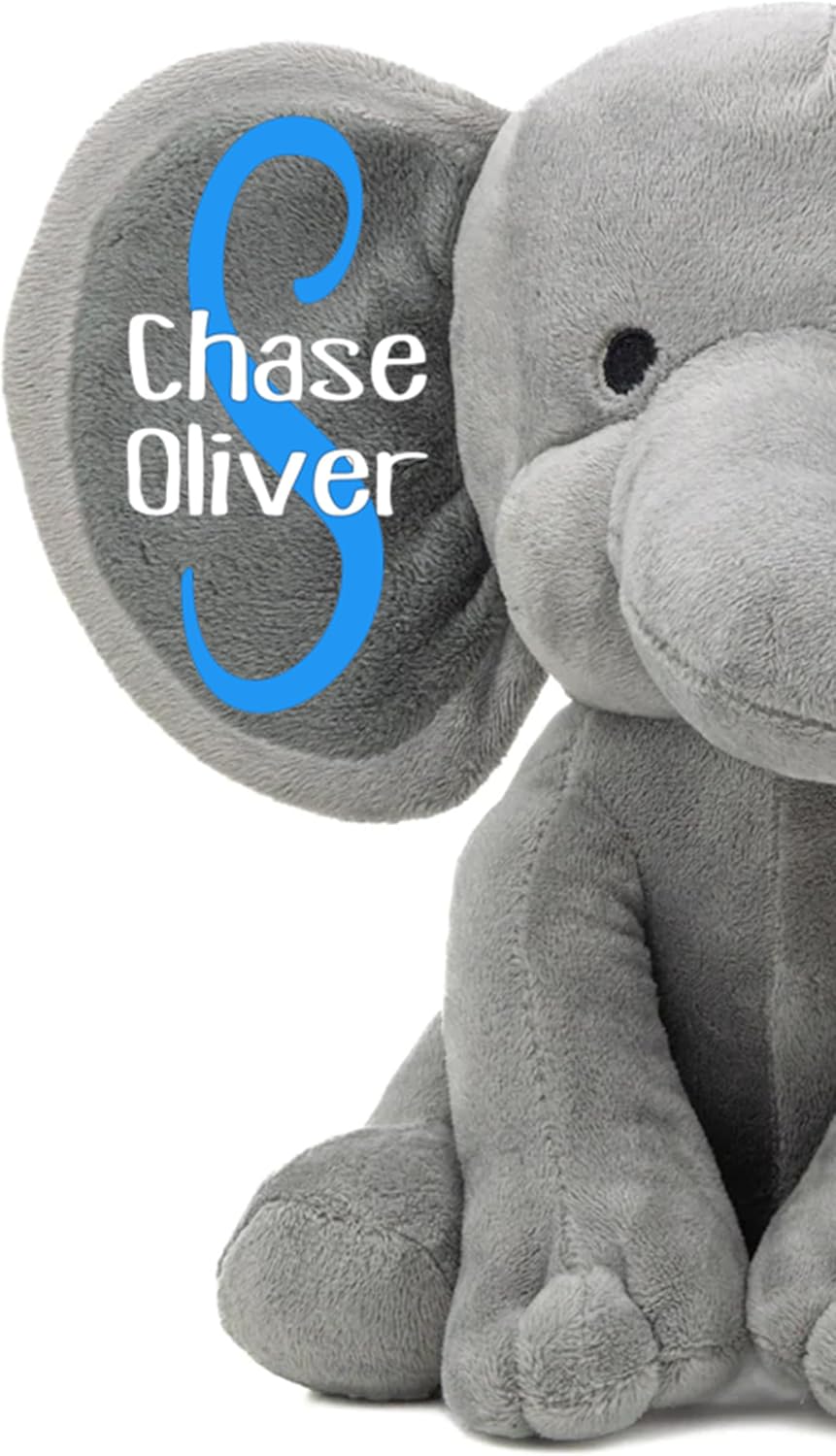 Personalized Elephant Stuffed Animal - Custom Birth Stats Announcement Stuff Elephants Animals for Babies, Baby Shower, Boy, Girl, Newborn, Customized Keepsake Plush Bear Gifts, Pink 9 Inches