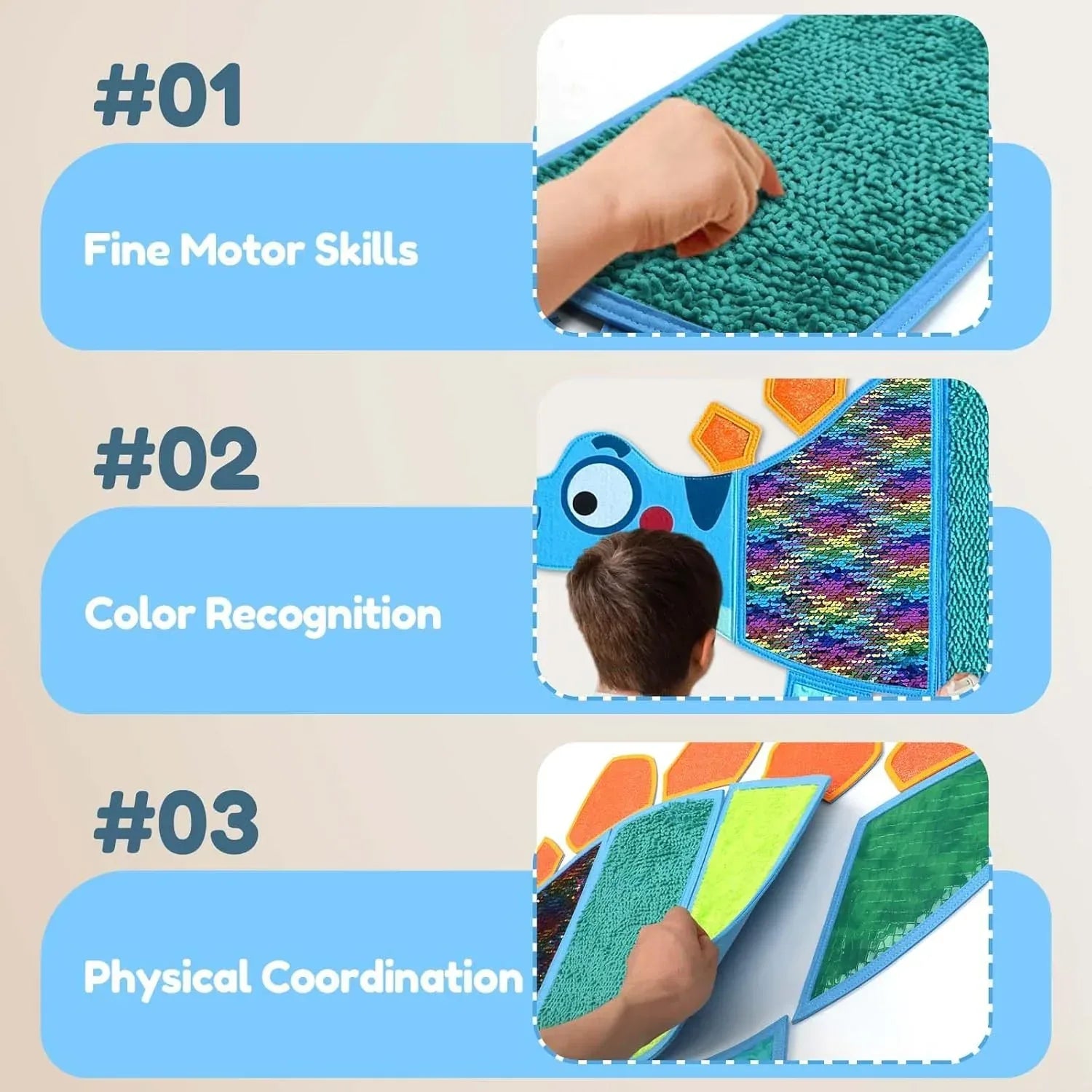 Sensory Wall Panel for Kids, Texture-Packed Sensory Mats for Playroom Wall Decor, Tactile Sensory Wall Toys for Kids with Autism, Activity Wall Busy Board (Dinosaur-1) - Handmade Lifestyle Shop