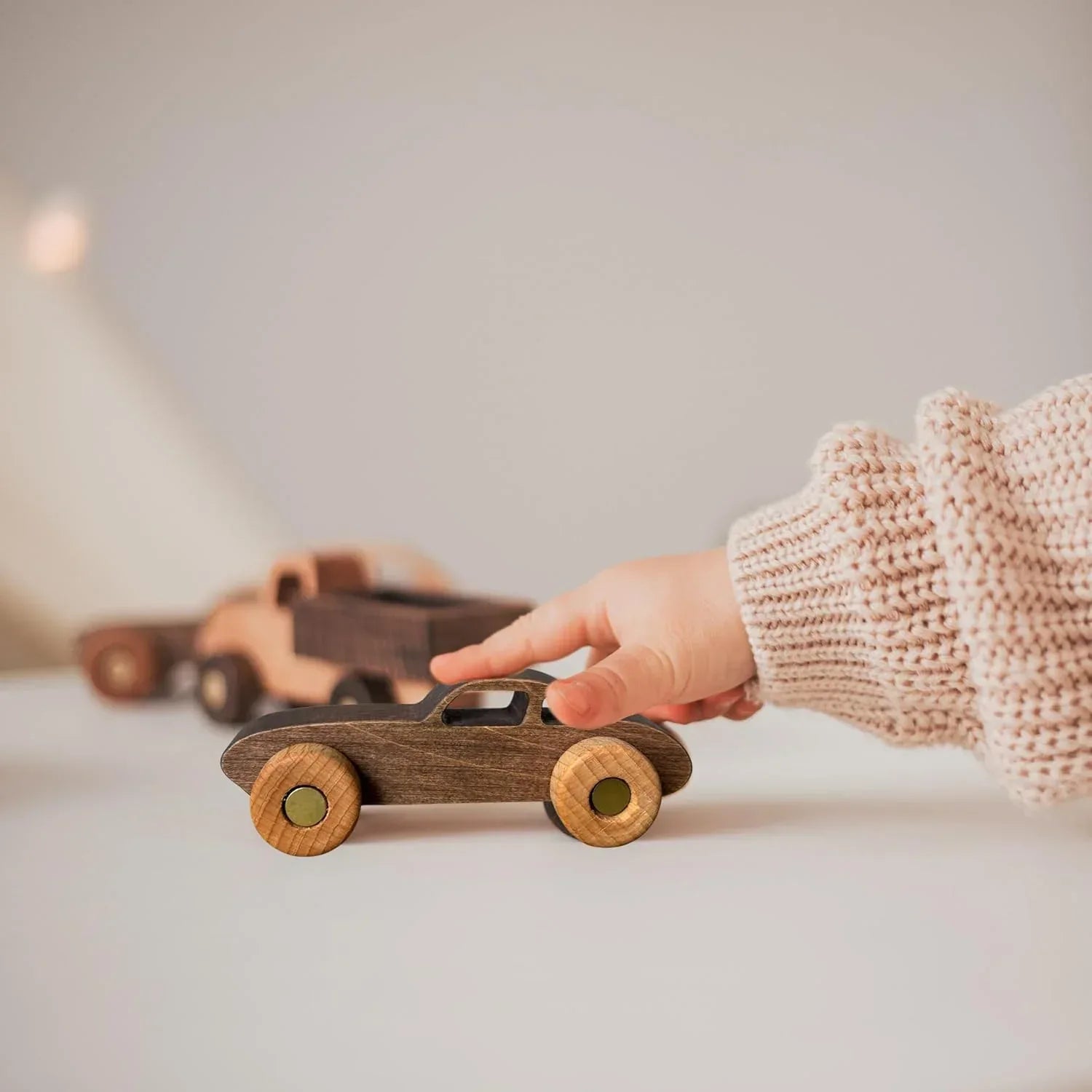 BUSY PUZZLE Wooden Toy Car and Truck Set Montessori Toys for Toddlers Handmade from Natural Wood Gift for Boys and Girls - Handmade Lifestyle Shop