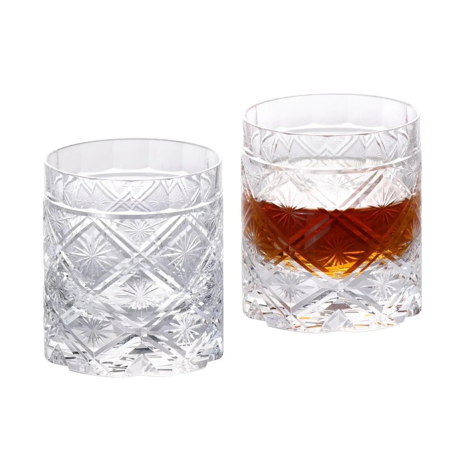 KAMMAK Crystal Whiskey Glasses Set of 2, Handcrafted 7.1oz Old Fashioned Glasses Stemless, Luxury Cocktail Glasses, Hand Blown Scotch Cup for Women, Men Gift for Rocks, Bourbon Barware, Bar - Handmade Lifestyle Shop
