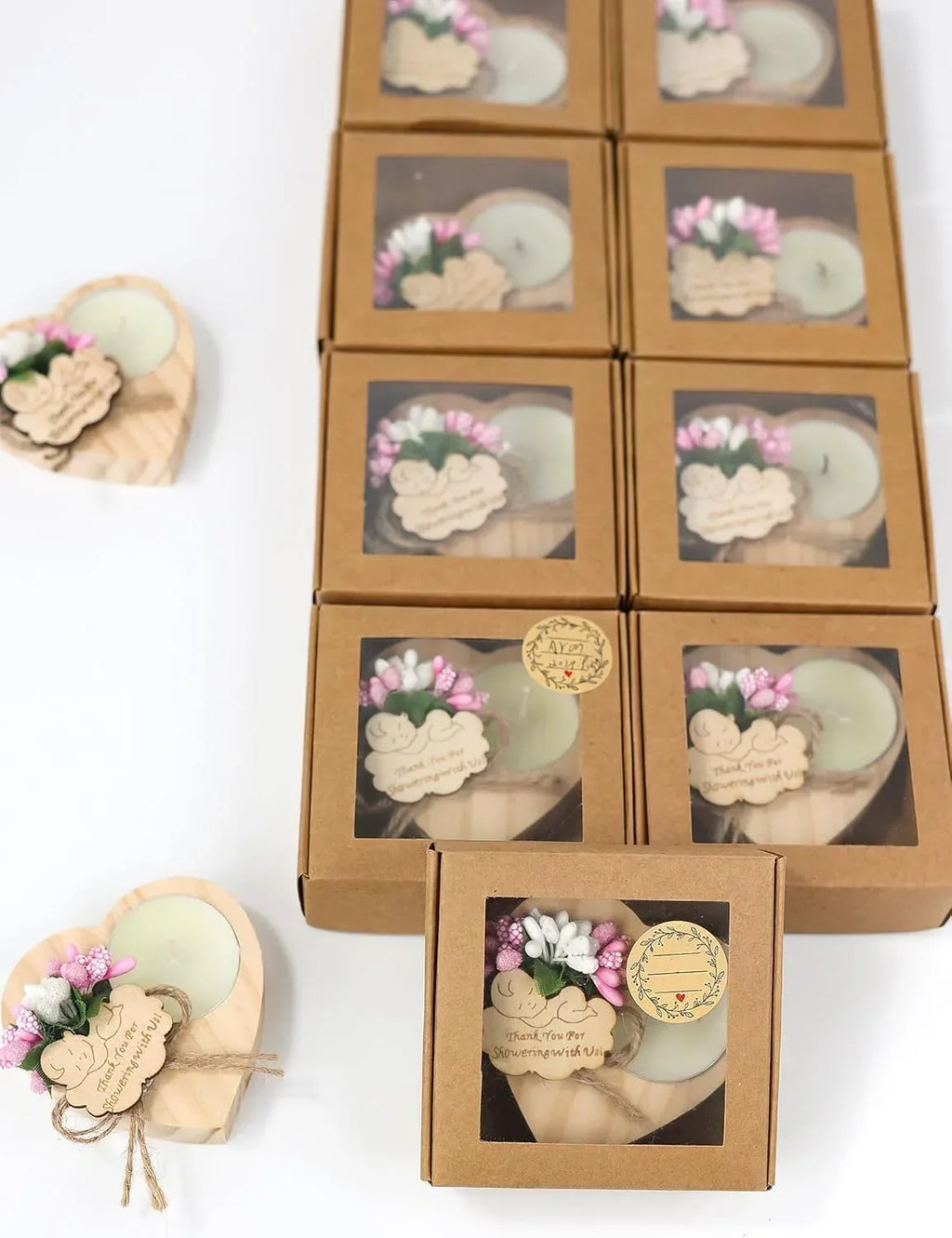 50 Piece Wooden Candle Holders, Baby Shower Party Favors for Boy,Baptism Candle Favors,Baby Christening Favors for Guests. (blue) - Handmade Lifestyle Shop