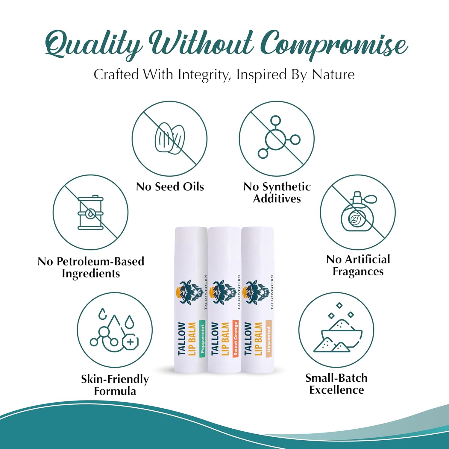 Moisturizing Tallow Lip Balm – Grass-Fed Beef Tallow with Organic Coconut Oil, Beeswax, and Vitamin E – Lip Balm Set – Variety Pack – Travel Essential – 3-Pack