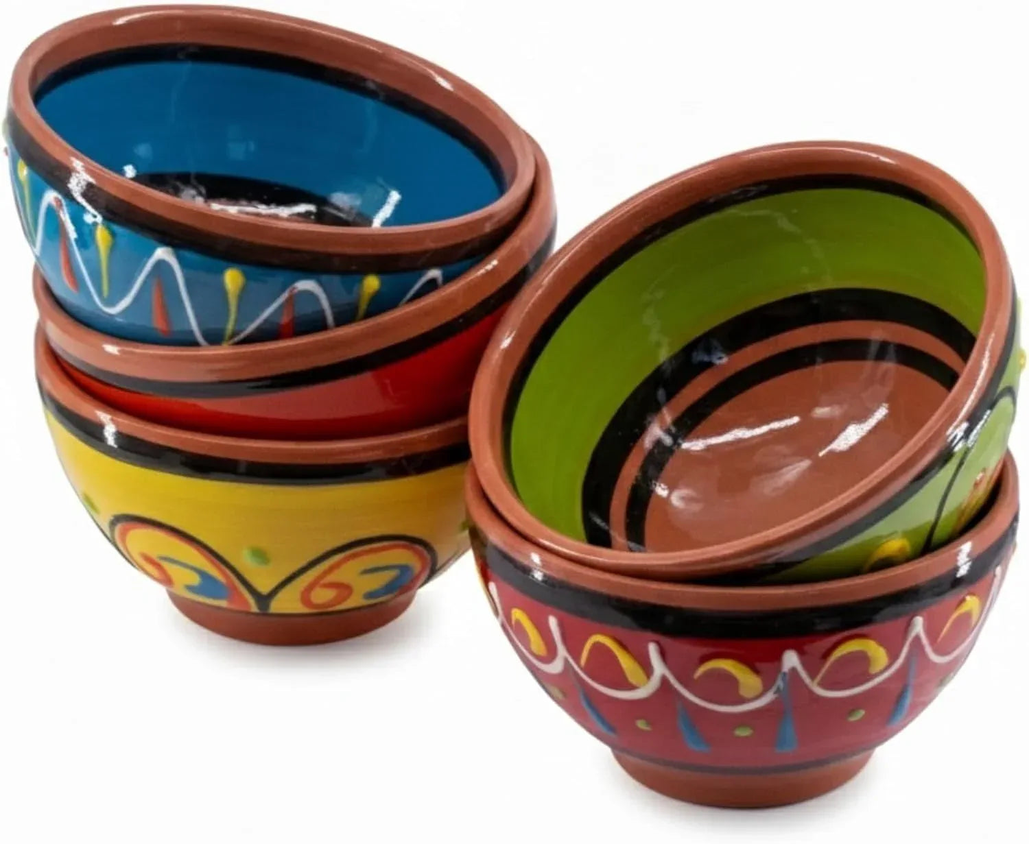 Cactus Canyon Ceramics Spanish Terracotta 5-Piece Breakfast Bowl Set (European Size) Multicolor - Handmade Lifestyle Shop
